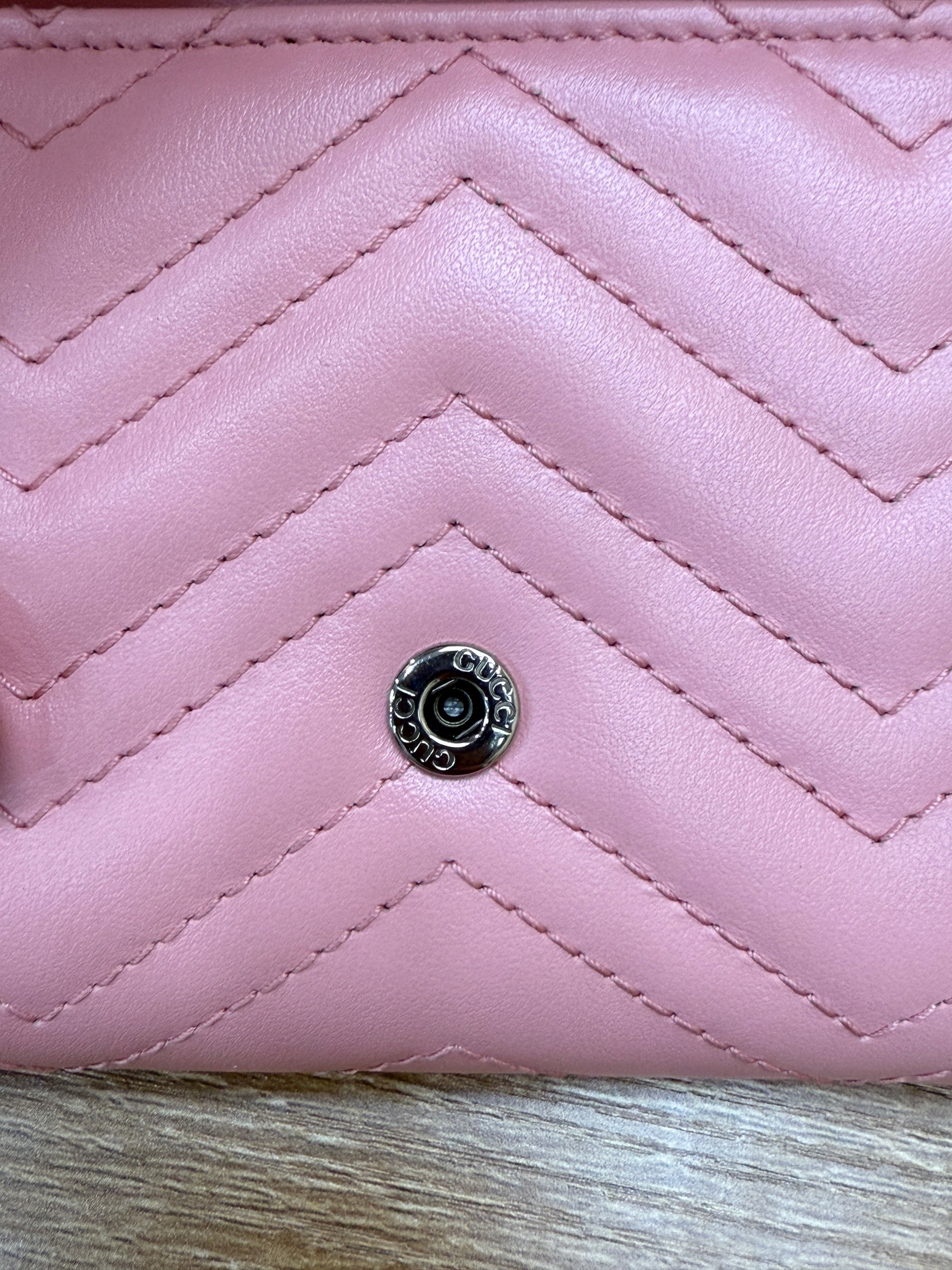 Gucci Pink Quilted Leather Marmont Compact Wallet