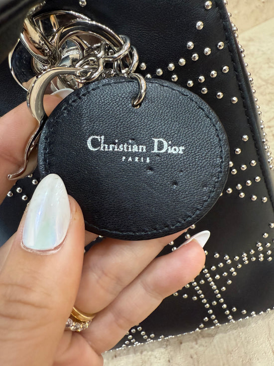 Christian Dior Black Leather Studded Medium Lady Dior