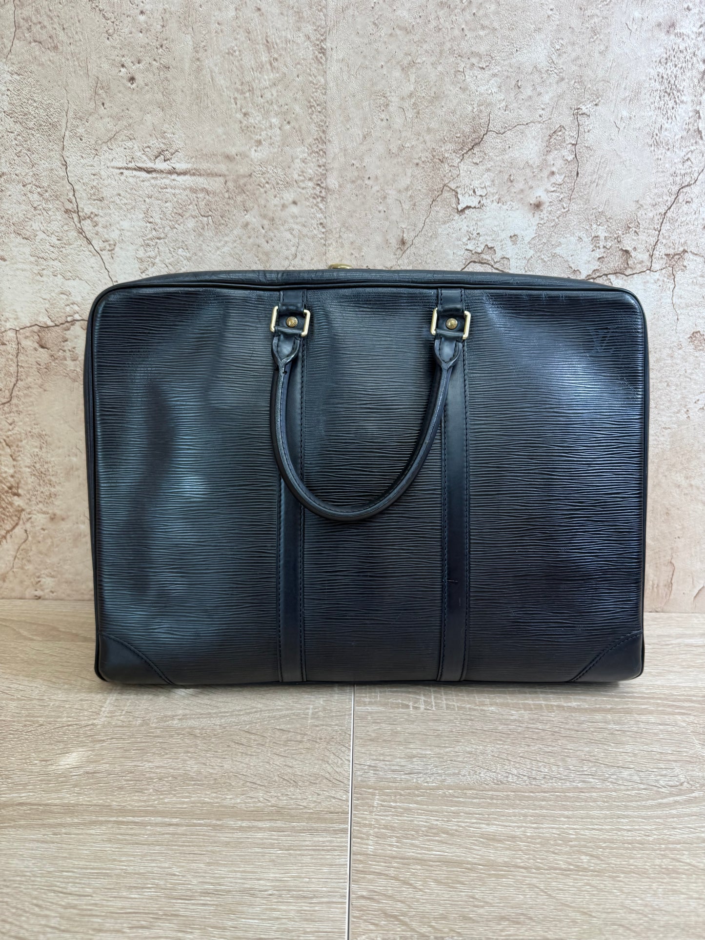 Louis Vuitton Black Epi Document Voyage Business Bag