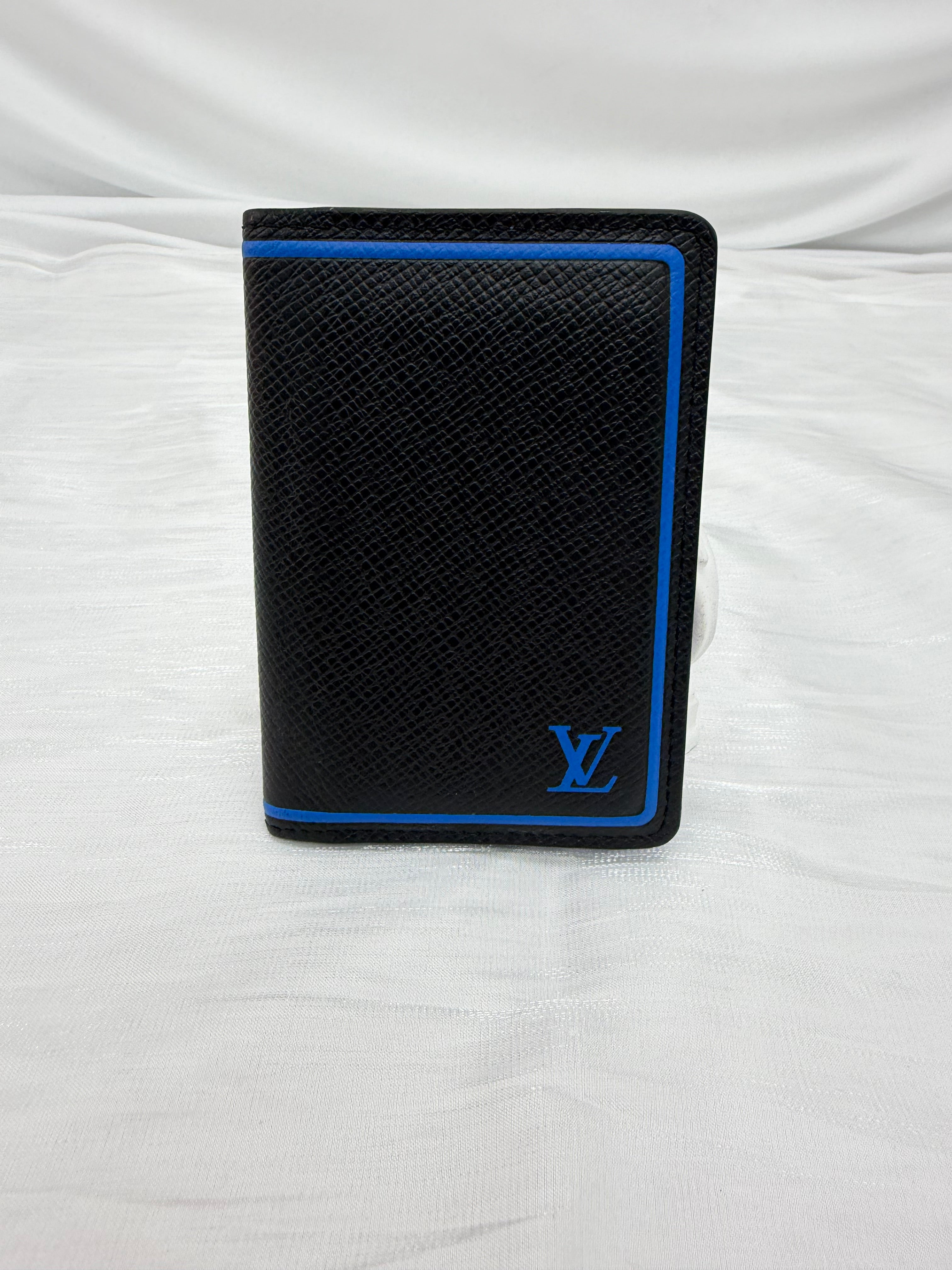 Louis Vuitton Black Taiga With Blue Trim Pocket Organizer