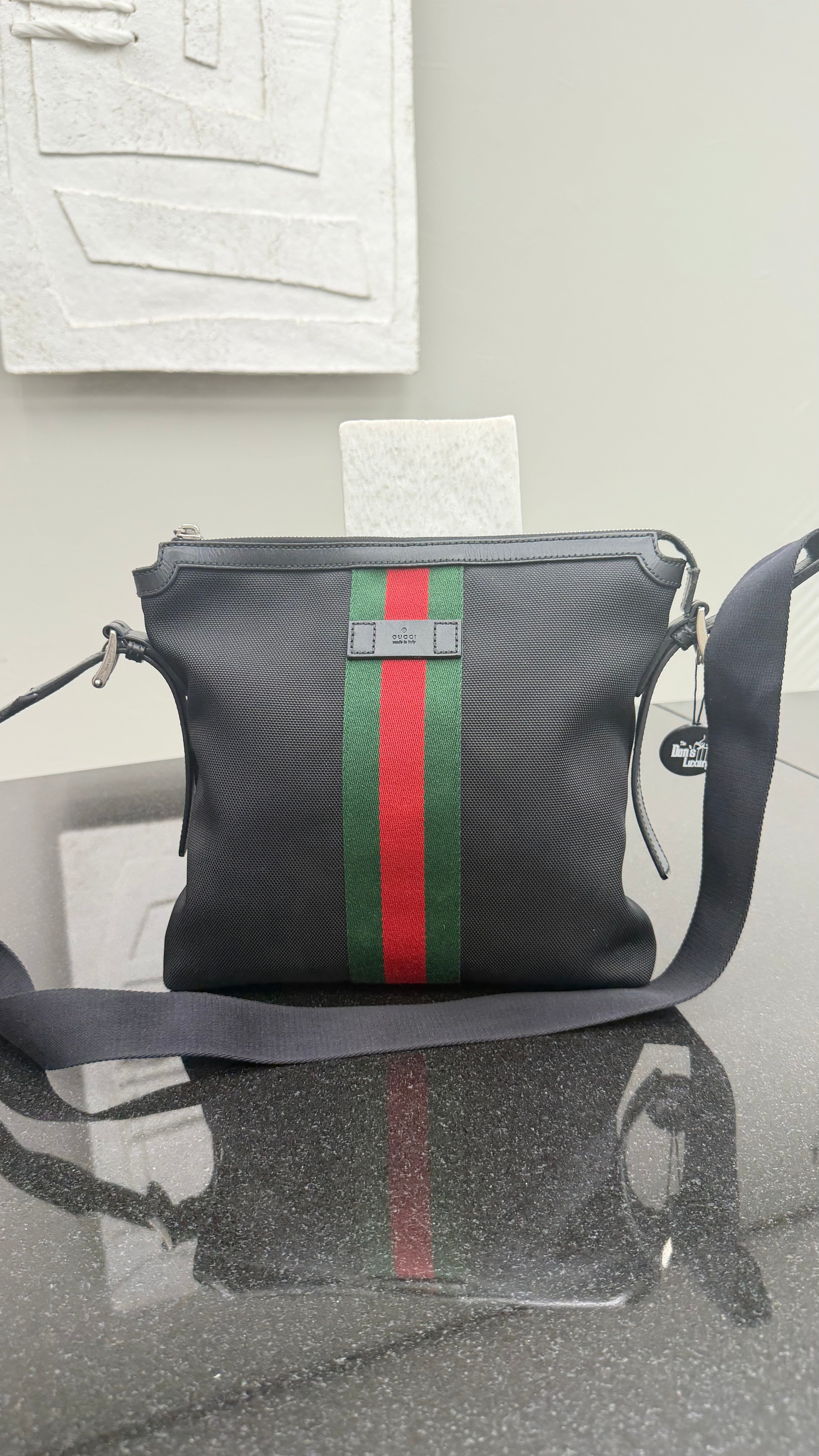Gucci Black Techno Canvas Web Messenger Bag