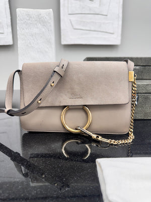 Chloe Grey Suede And Leather Faye Shoulder Bag