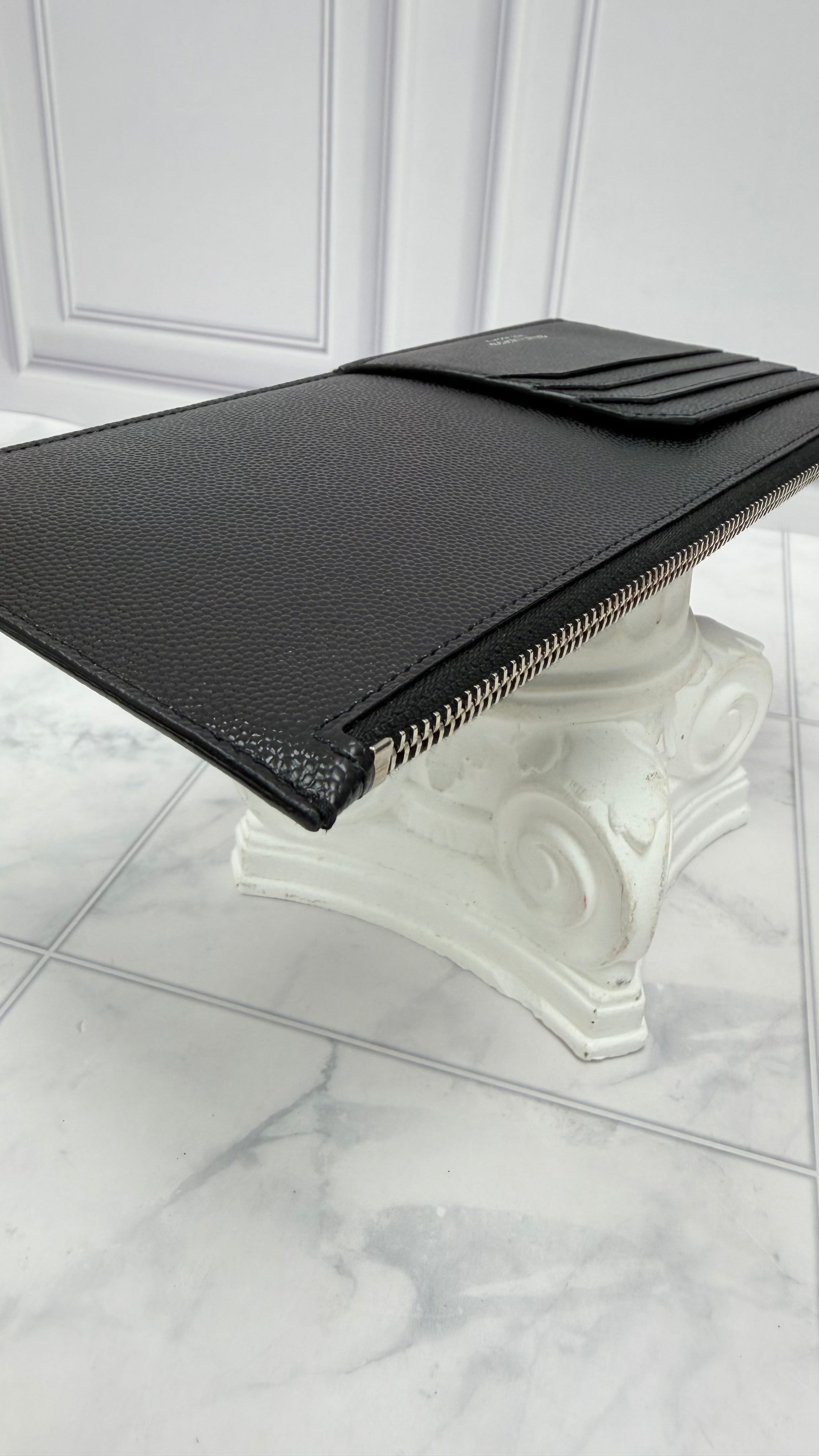 Saint Laurent YSL Black Leather Long Card Case