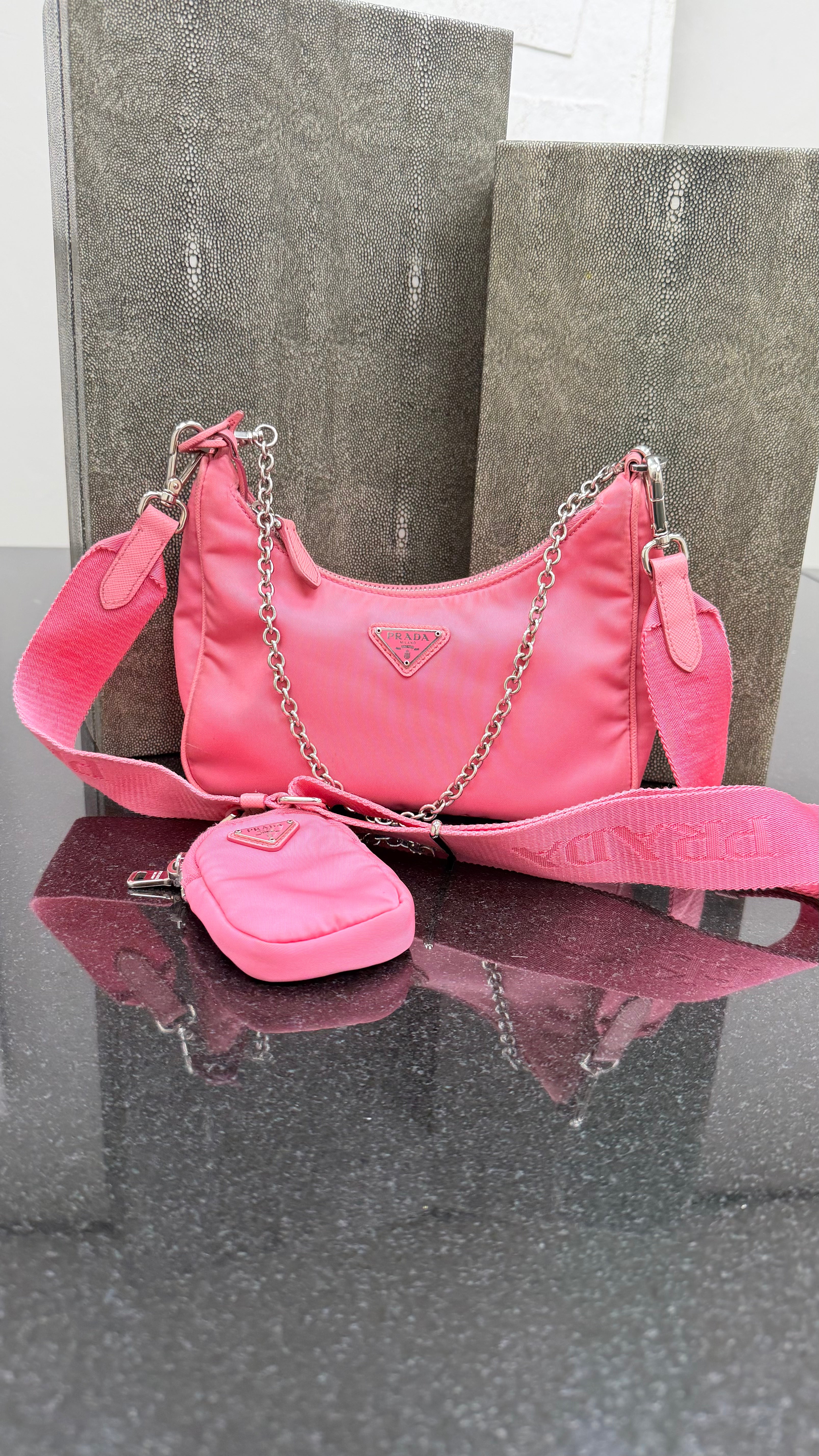Prada Pink Nylon Re-Edition Crossbody Bag