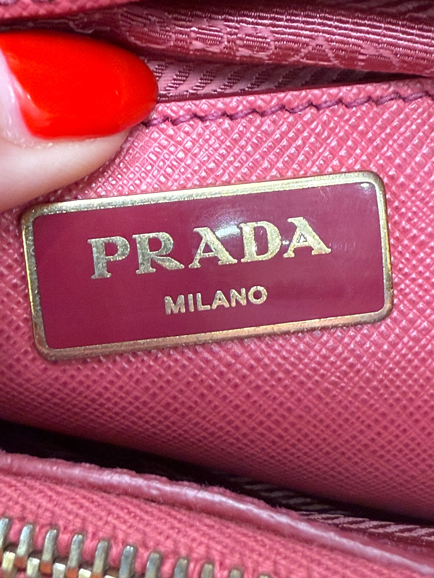 Prada Pink Saffiano Leather Dome 2way Bag