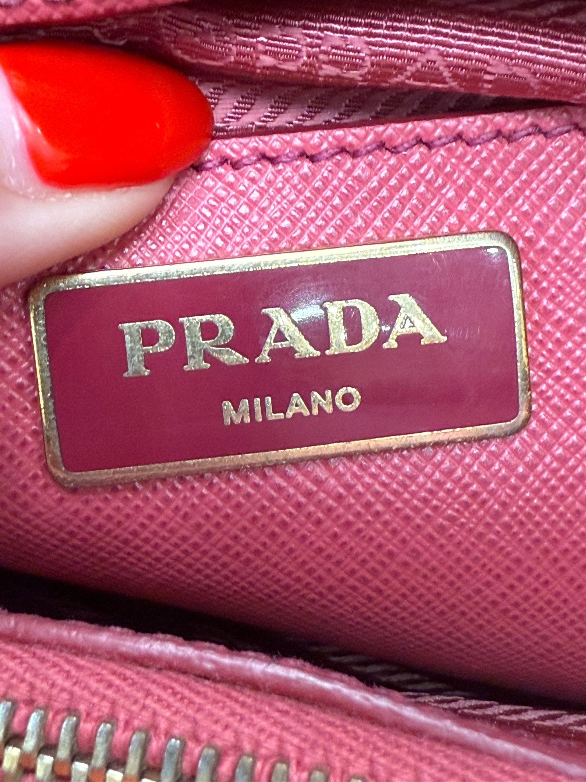 Prada Pink Saffiano Leather Dome 2way Bag