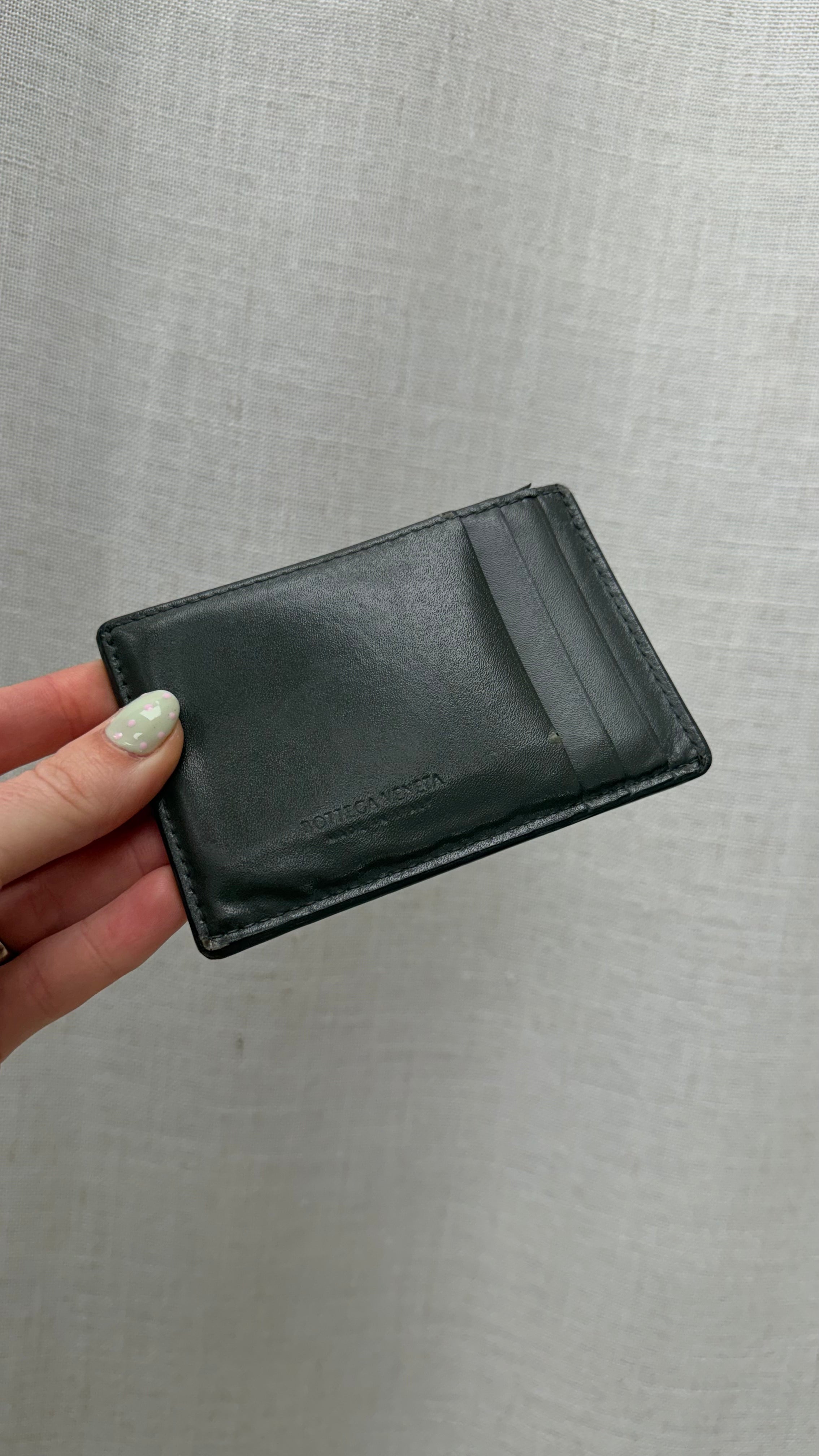 Bottega Veneta Gray Leather Cassette Card Holder