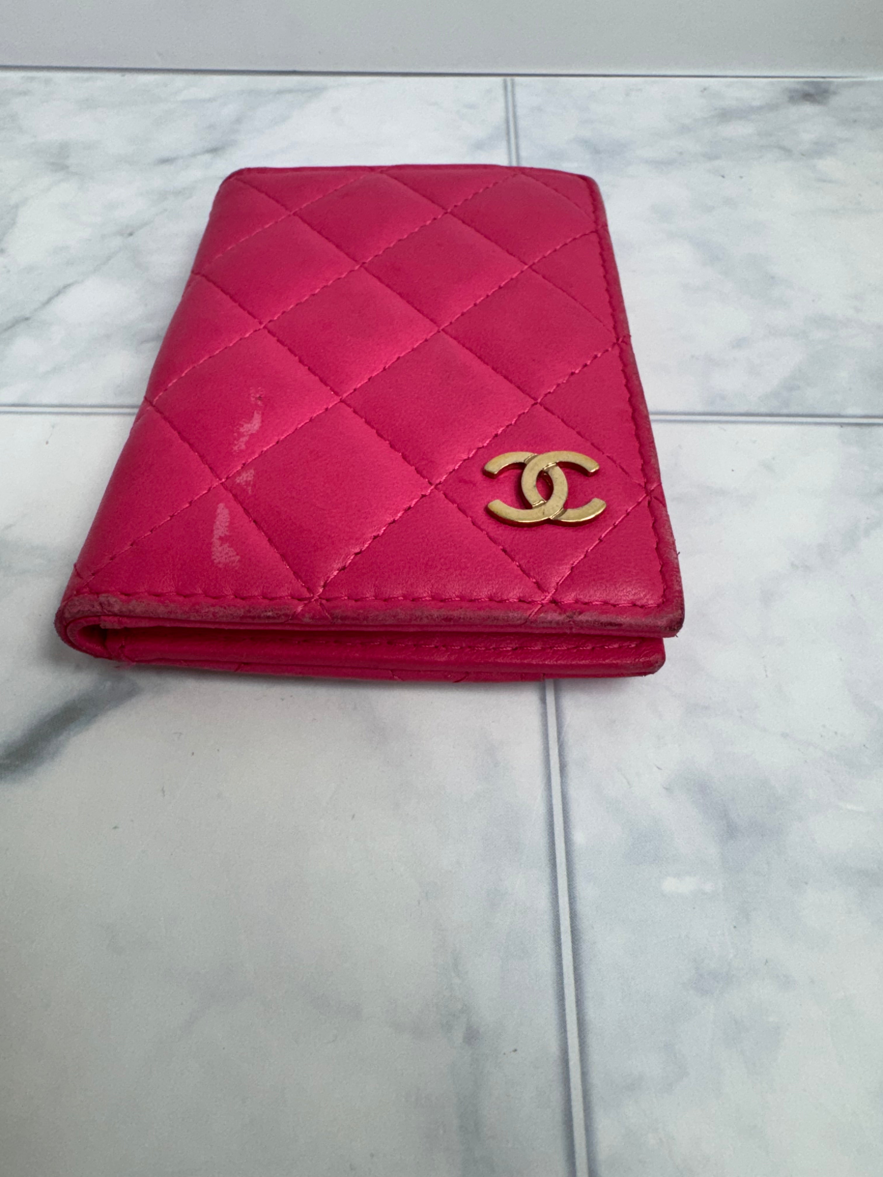 Chanel Pink Diamond Quilted Leather Pocket Organizer