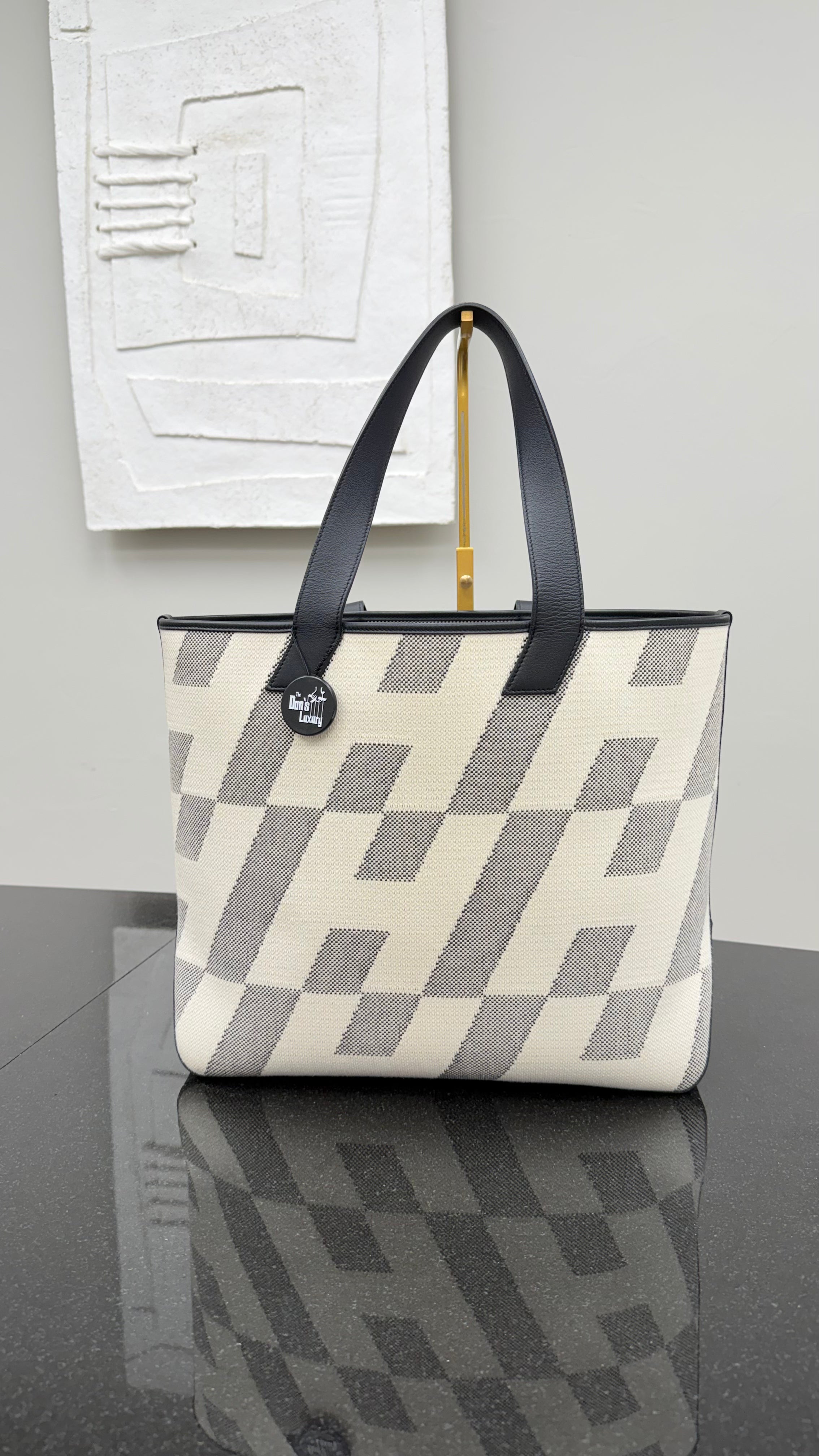 *DONS DROP* Hermes Black Ecru H Canvas Cabas H En Biais 40 Tote