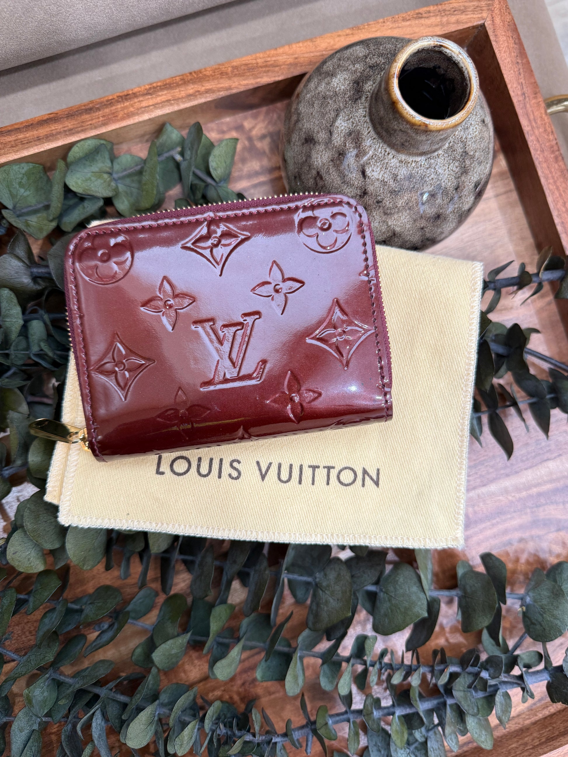 Louis Vuitton Burgundy Vernis Compact Zippy Wallet