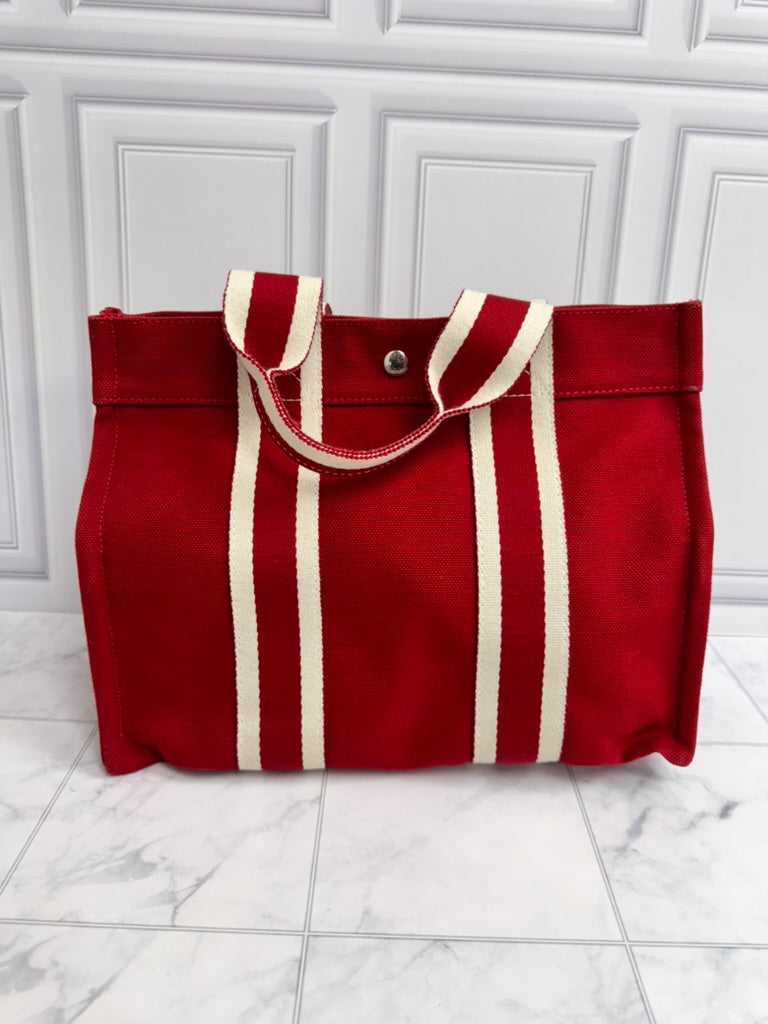 Hermes Red Canvas Bora Bora Tote Bag