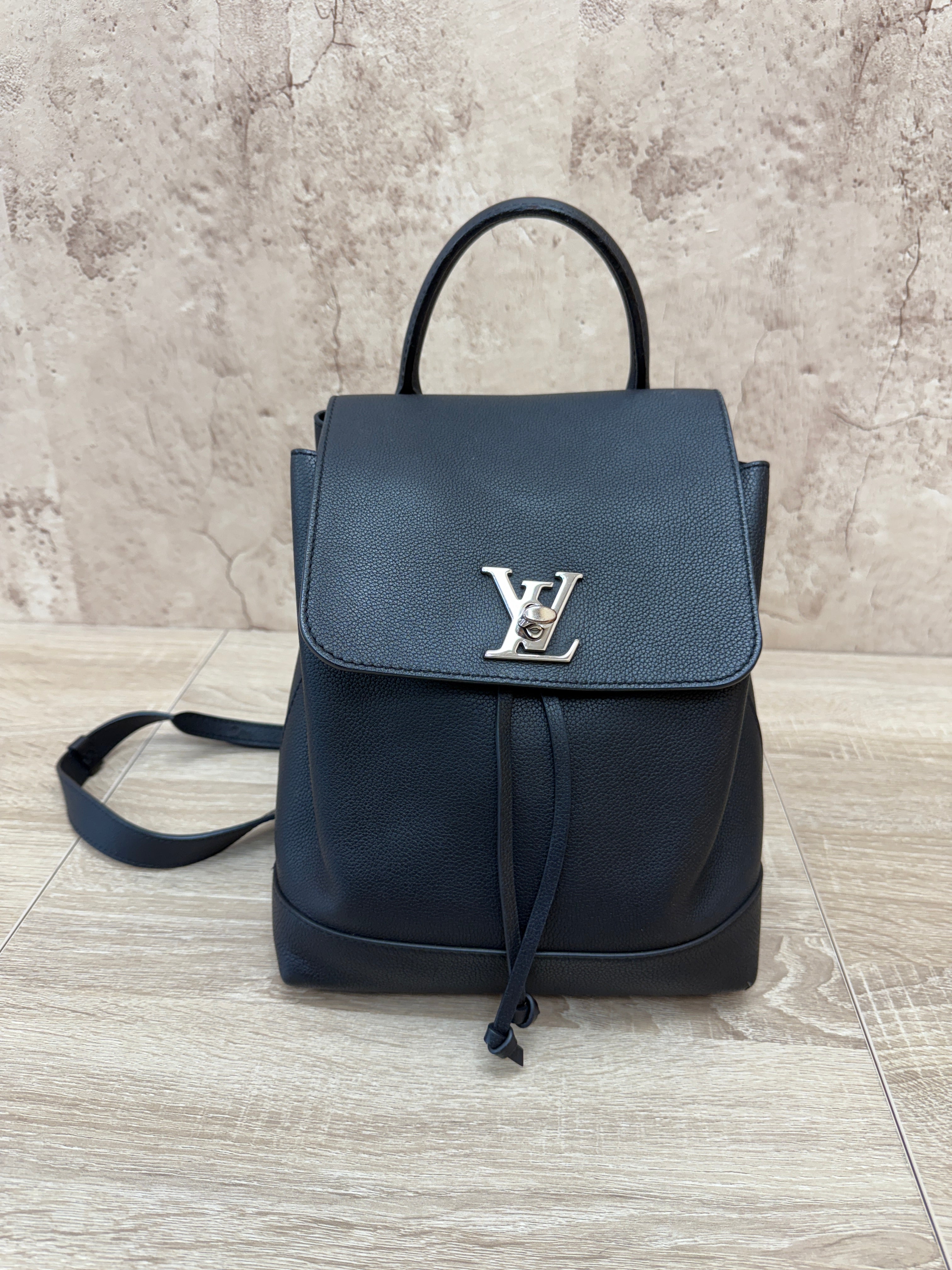 Louis Vuitton Black Taurillion Leather LockMe MM Backpack