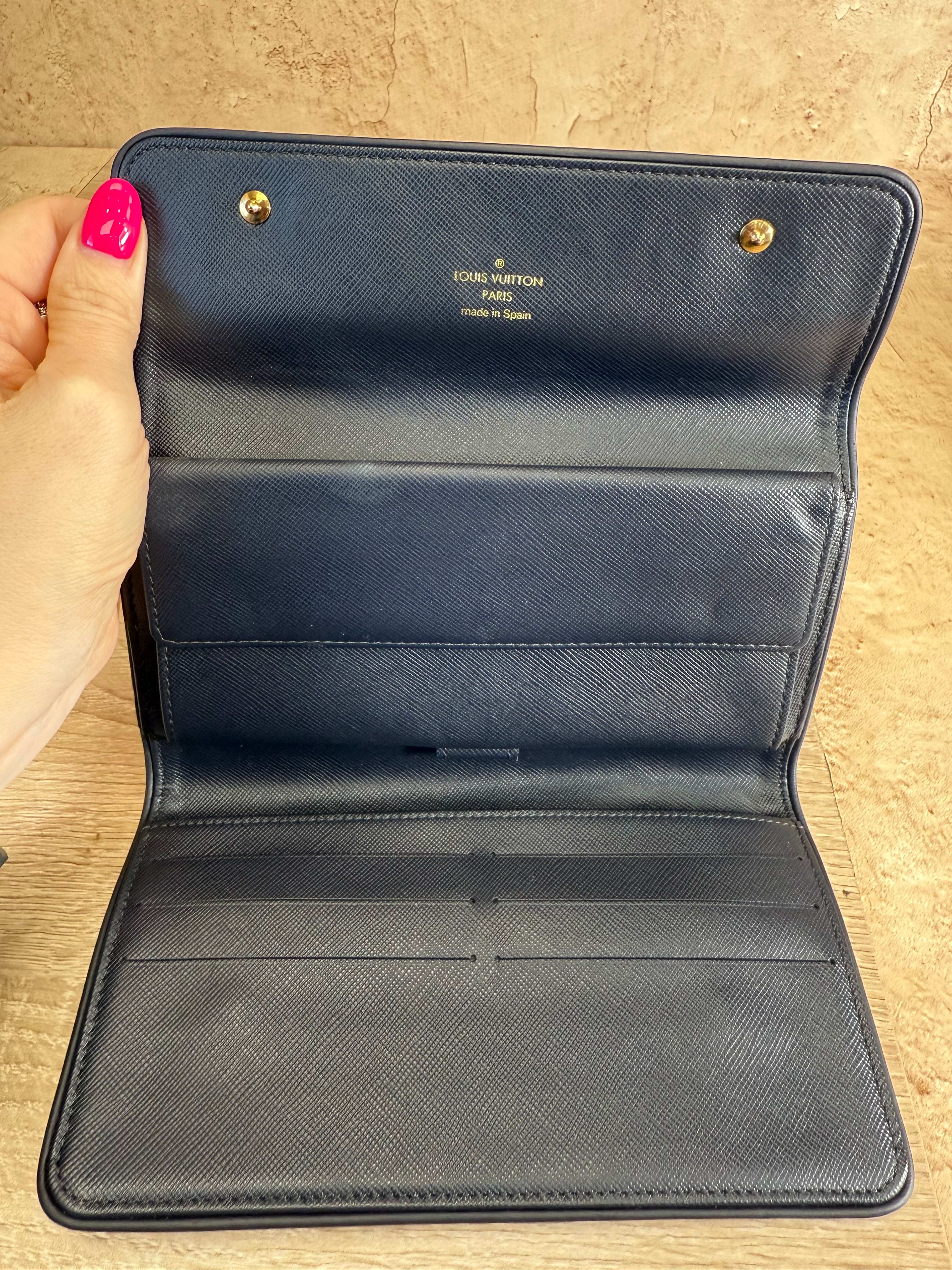 Louis Vuitton Navy Mini Lin International Wallet