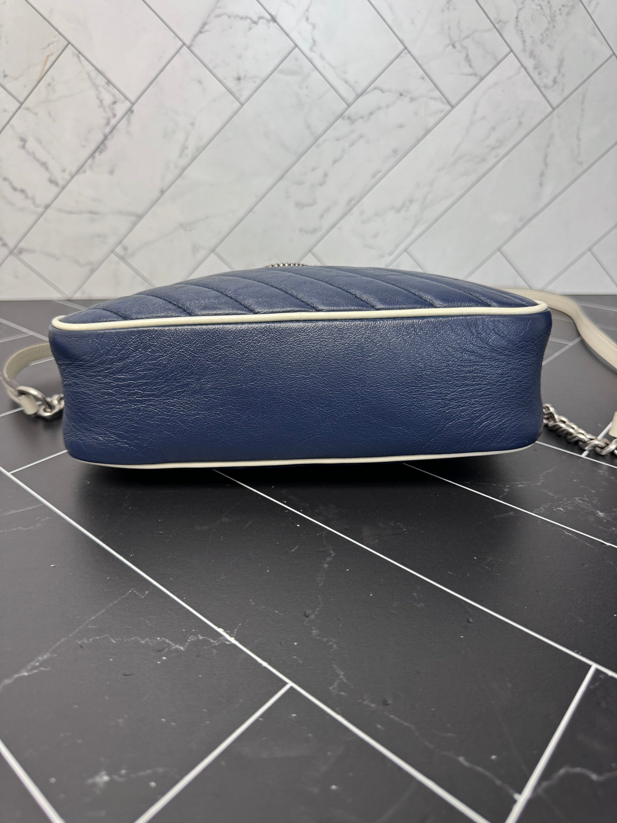 Gucci Navy Blue Marmont Camera Bag Crossbody