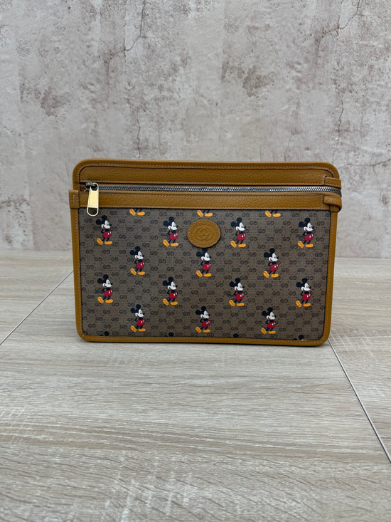 LIKE NEW Gucci x Disney Mickey Mouse GG Coated Canvas Pouch