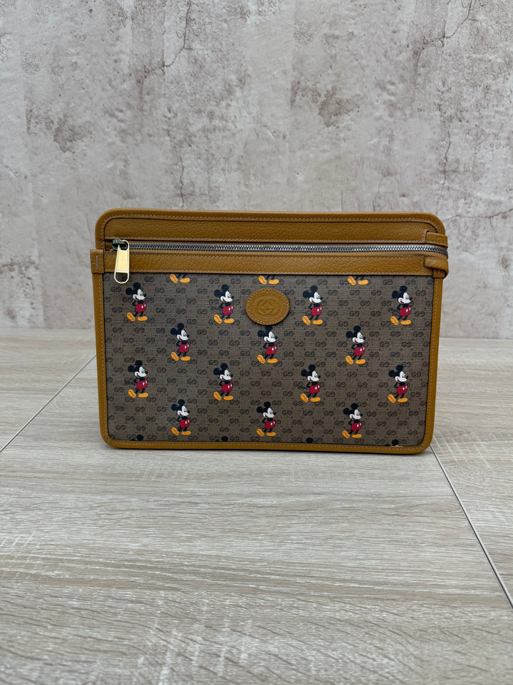 LIKE NEW Gucci x Disney Mickey Mouse GG Coated Canvas Pouch