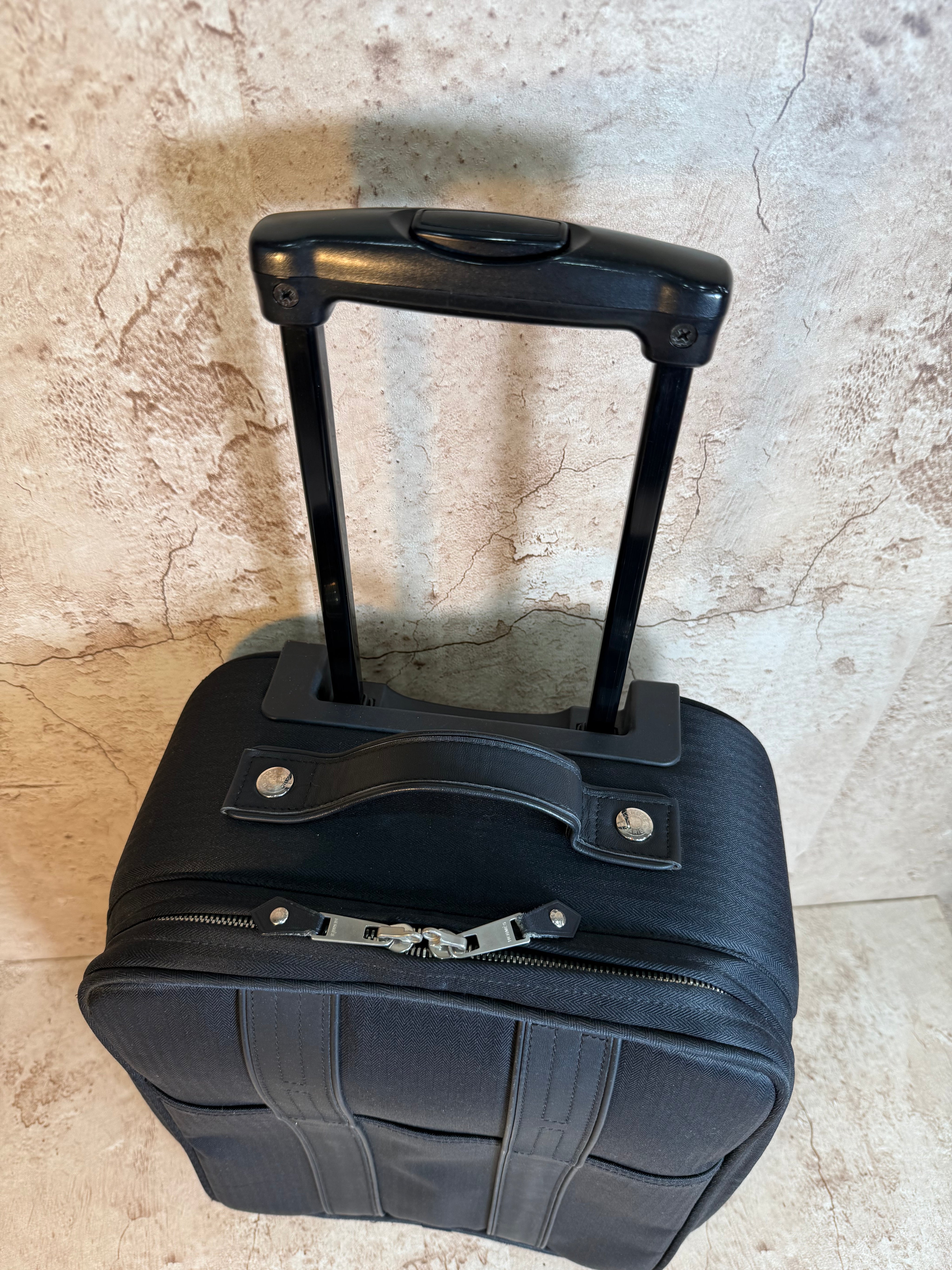 Hermes Acapulco Black Canvas Leather H Rolling Luggage