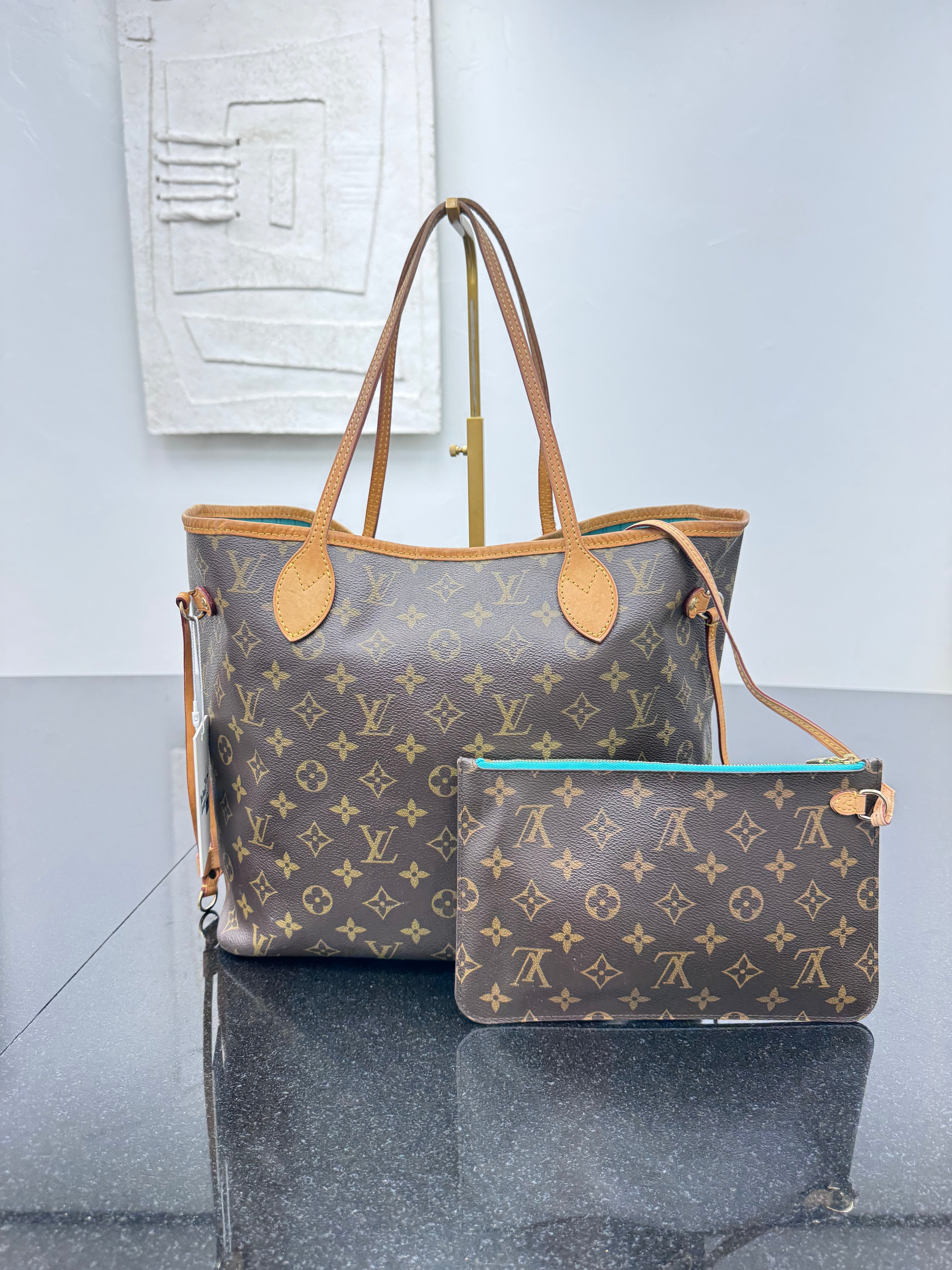 Louis Vuitton Monogram Turquoise V Neverfull MM