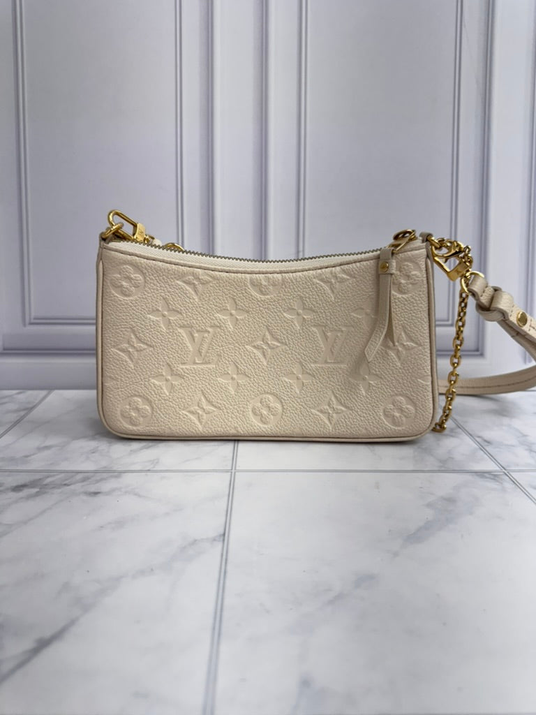 LIKE NEW - Louis Vuitton Creme Monogram Empreinte Easy Pouch On Strap