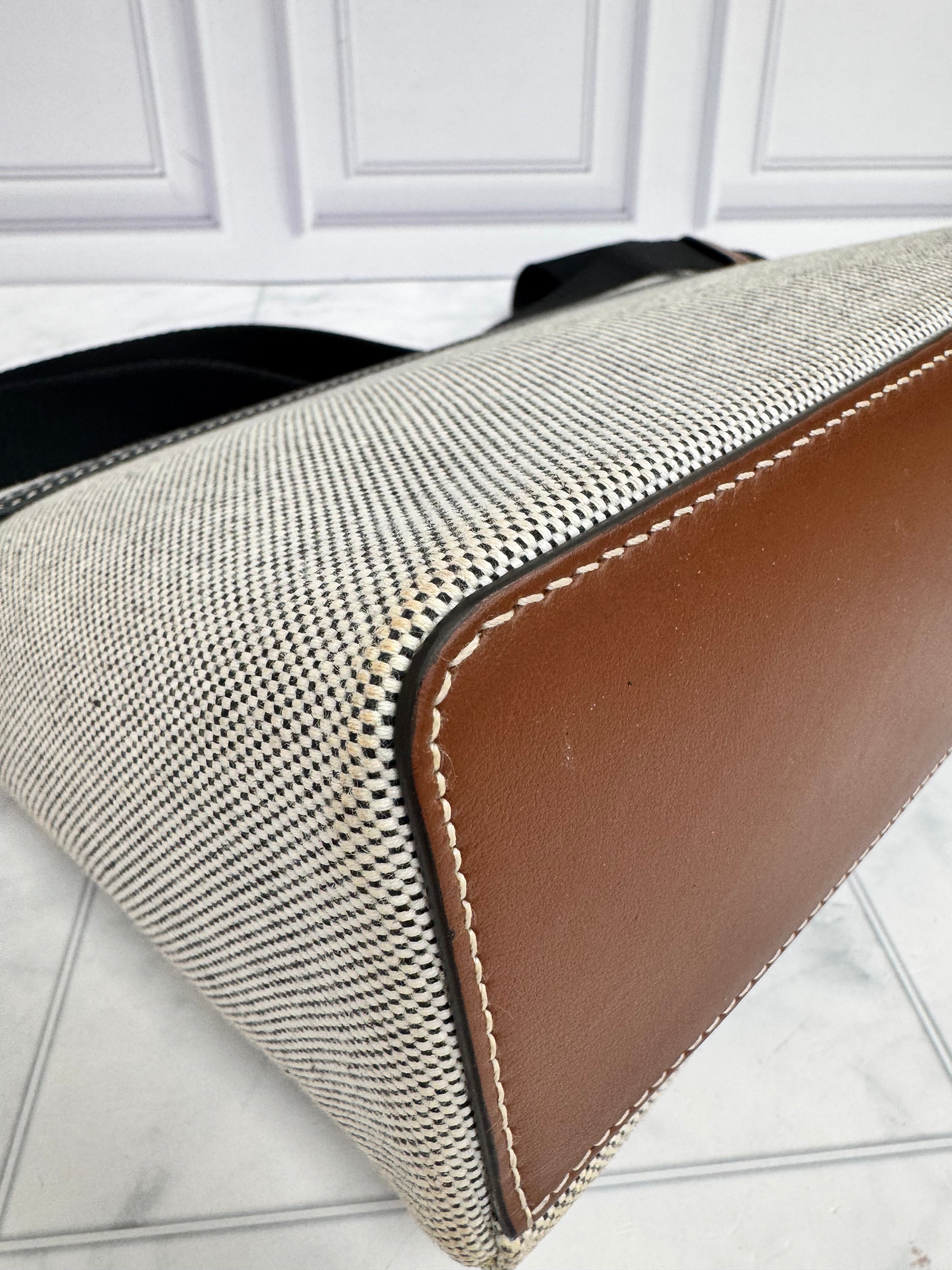 Burberry Grey And Black Print Canvas Horseferry Crossbody Bag