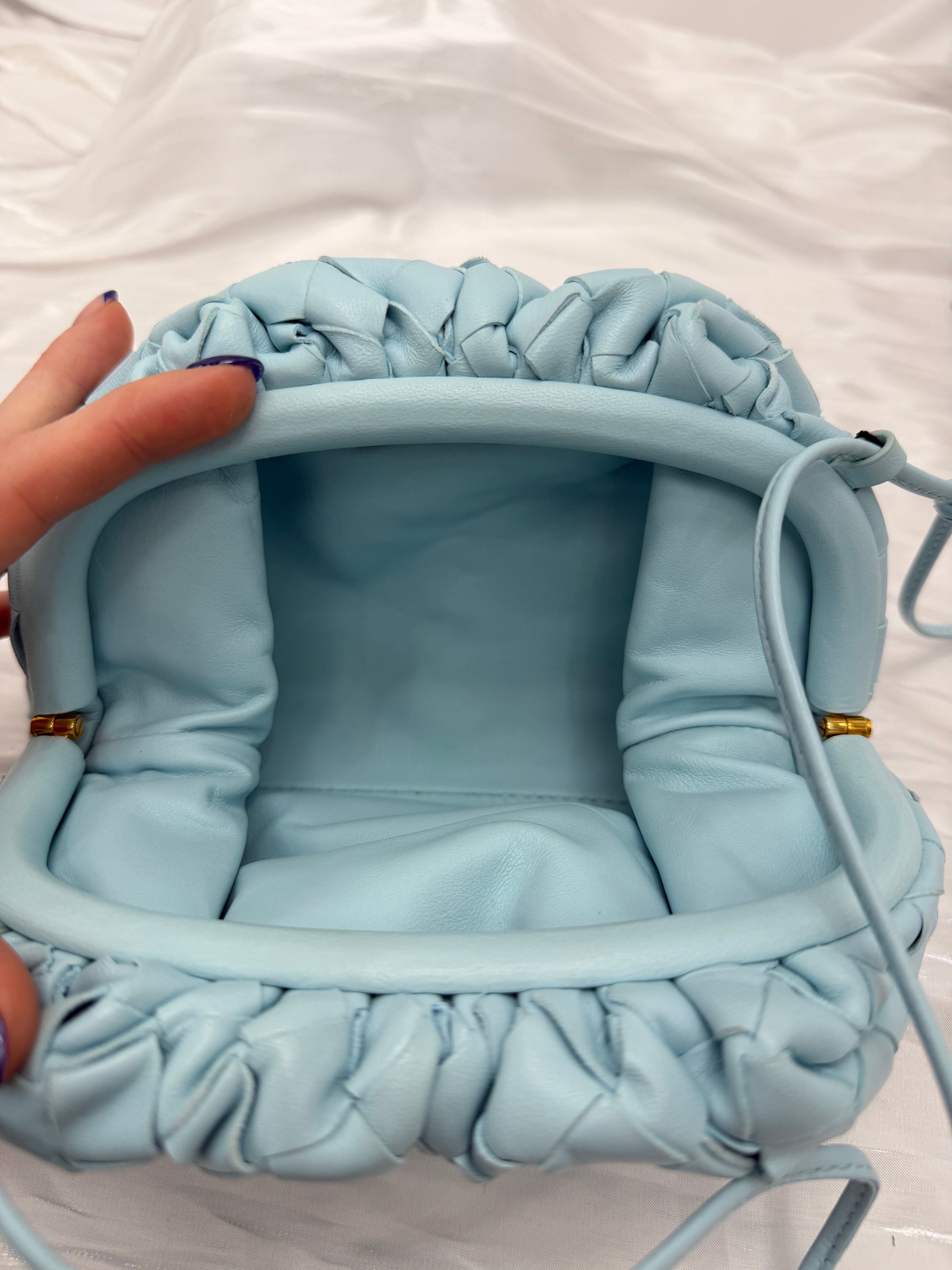 BRAND NEW- Bottega Veneta Blue Intrecciato Mini Pouch