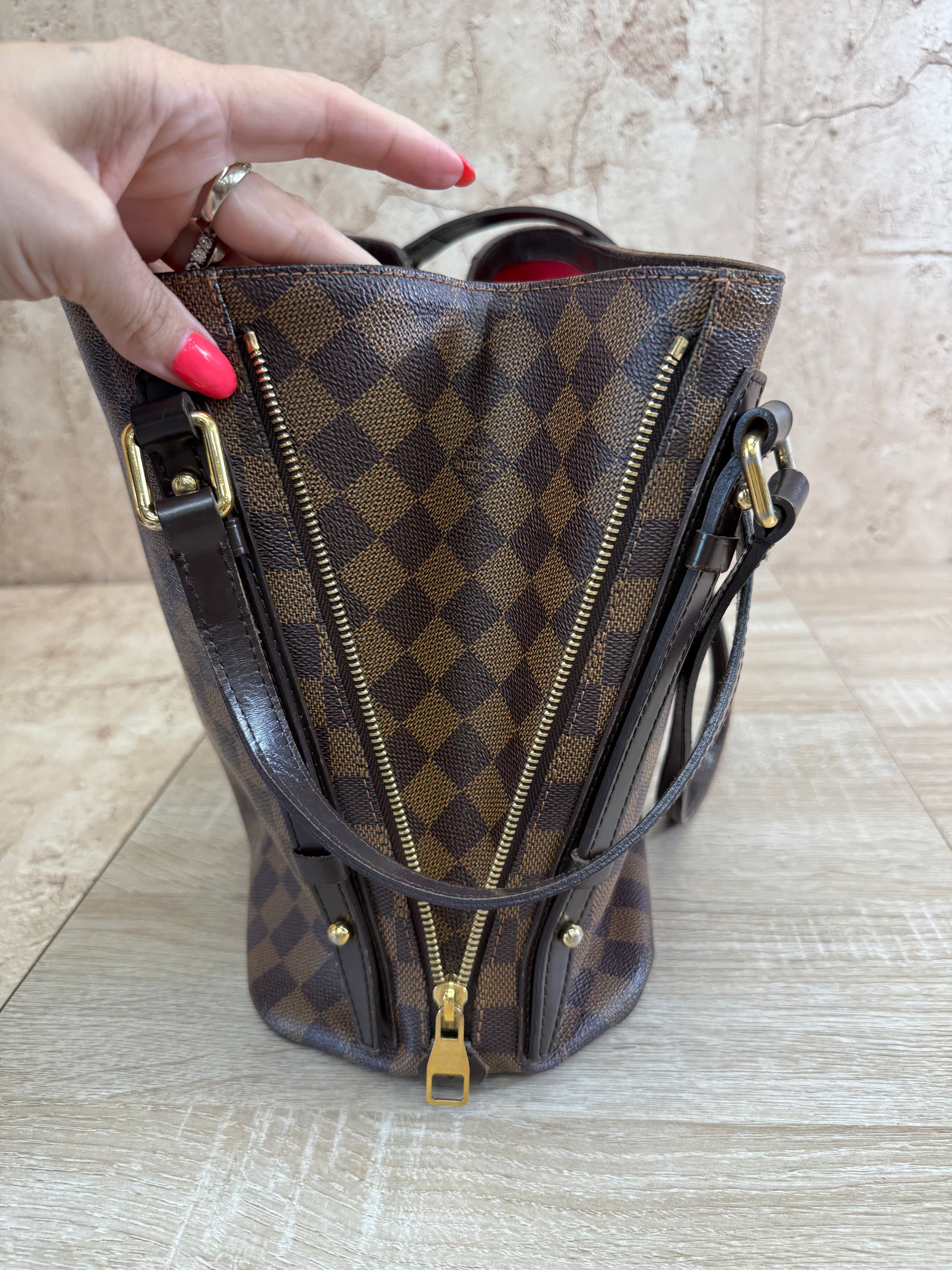 Louis Vuitton Damier Ebene Cabas Rivington Hobo Bag