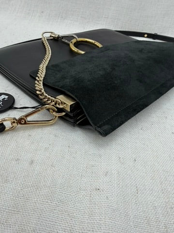 Chloe Black Leather & Suede Faye Crossbody Bag