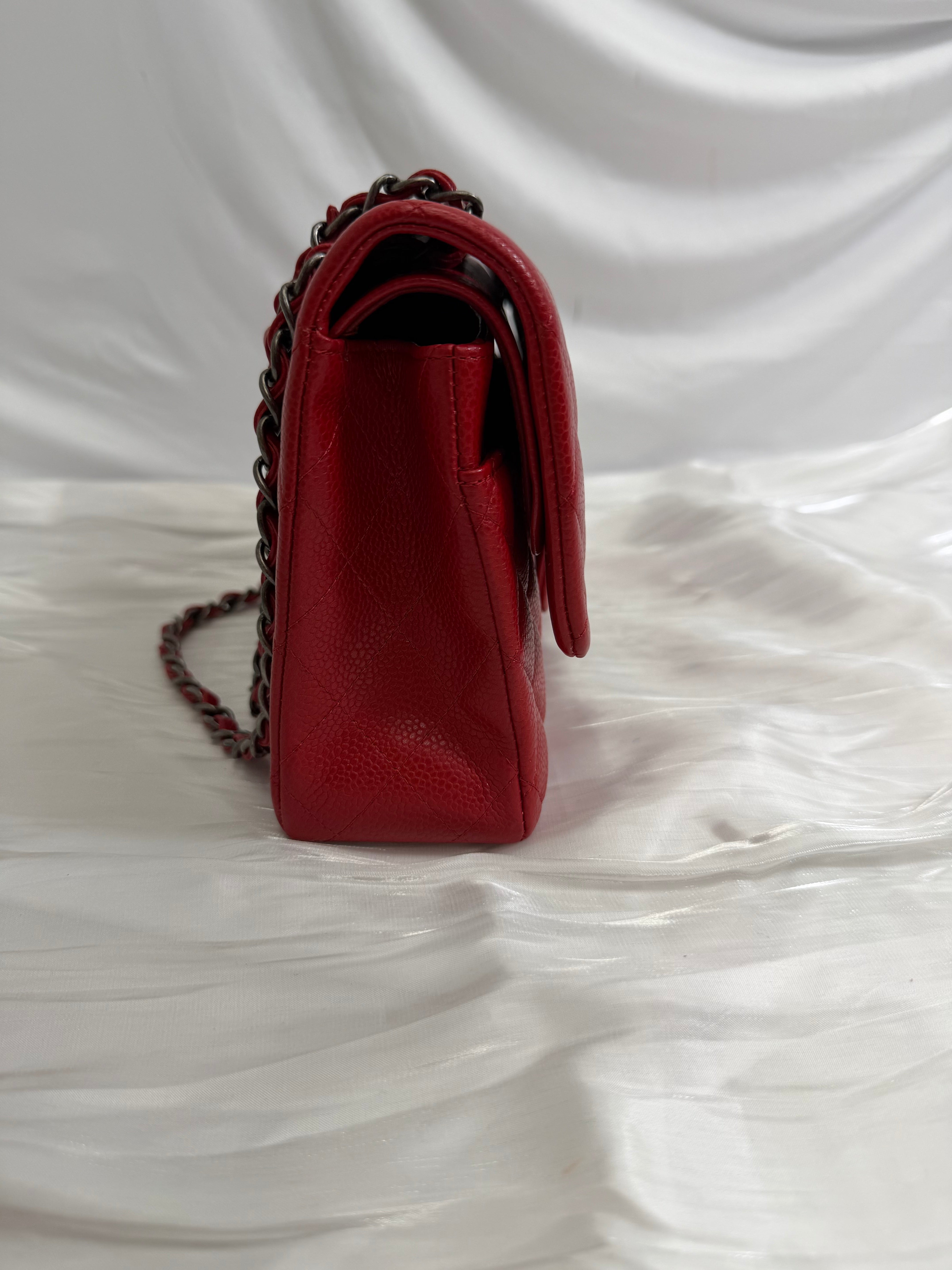 Chanel Red Caviar Classic Medium Double Flap Bag