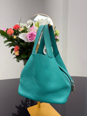 Hermes Vert Jade Picotin Lock 18 Handbag