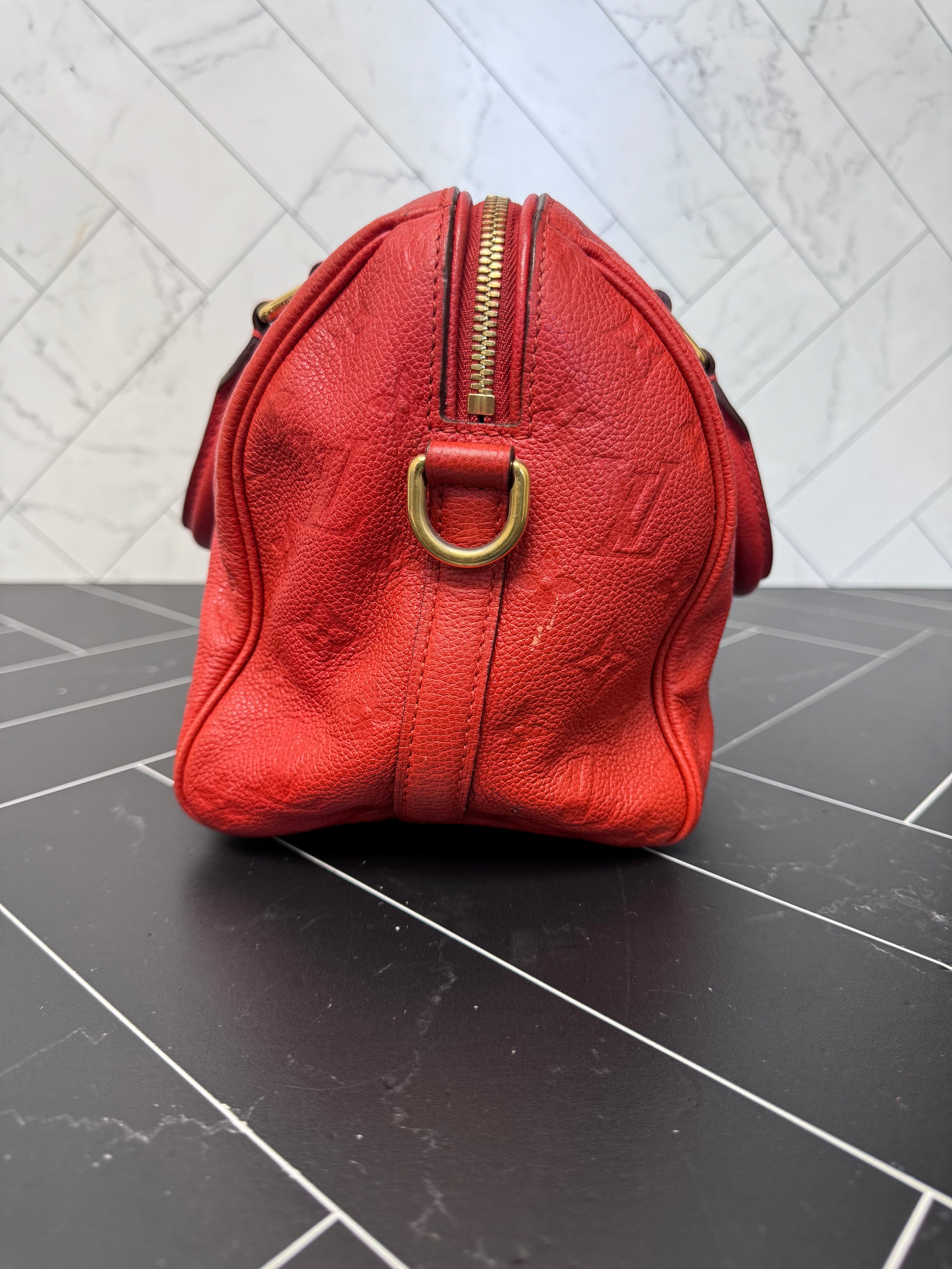 Louis Vuitton Red Empreinte Speedy 25 Bandouliere no strap