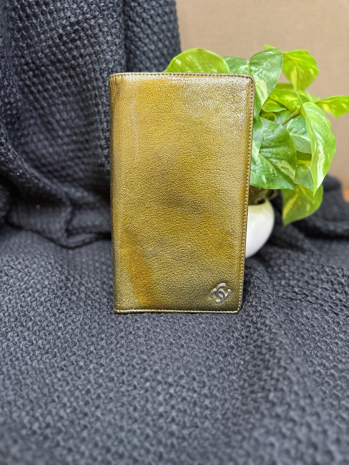 Chanel Green Patent Leather Long Wallet