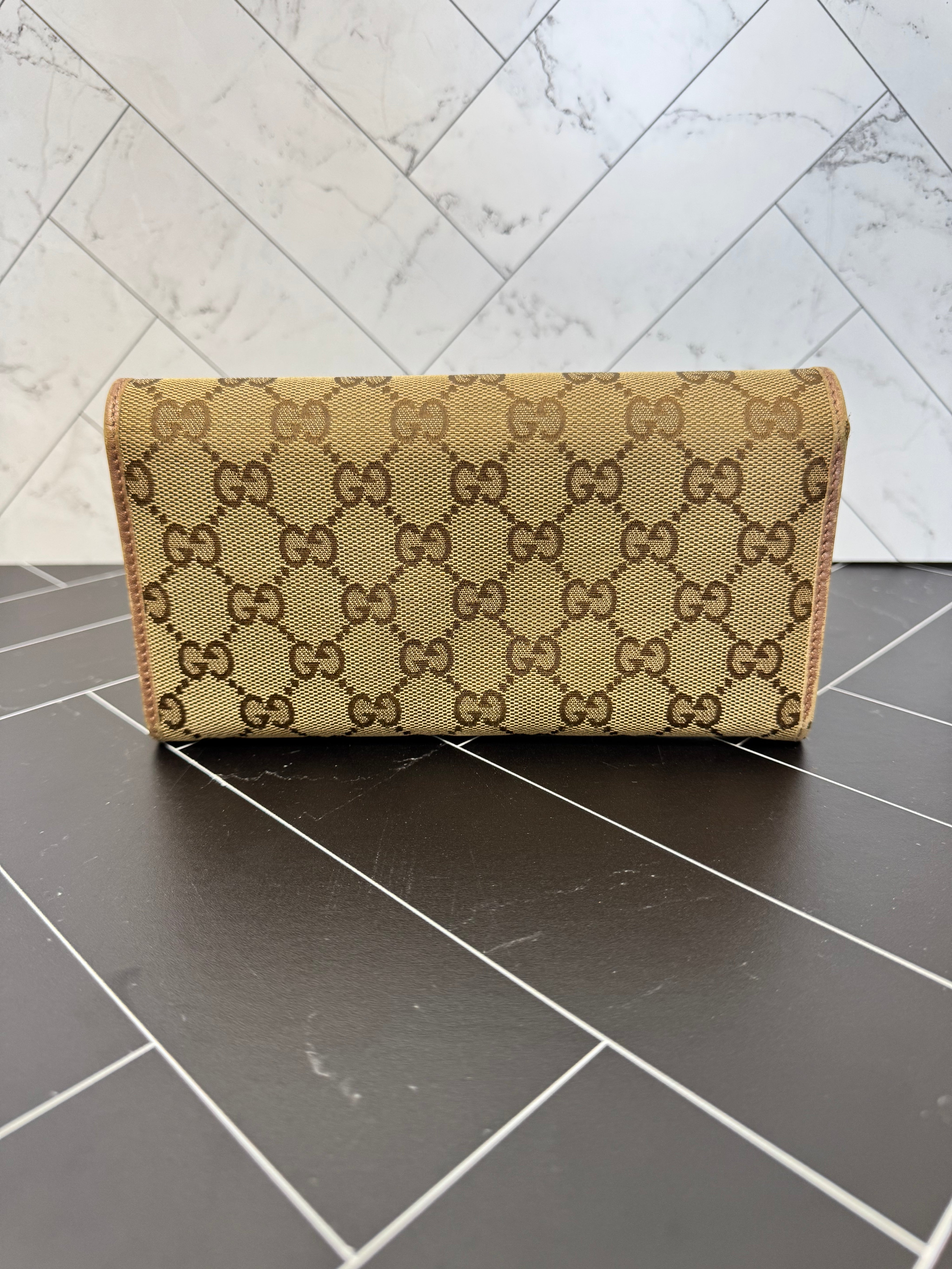 Gucci Tan Canvas Lovely Heart  Wallet