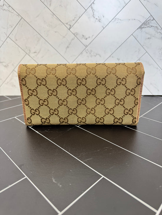 Gucci Tan Canvas Lovely Heart  Wallet