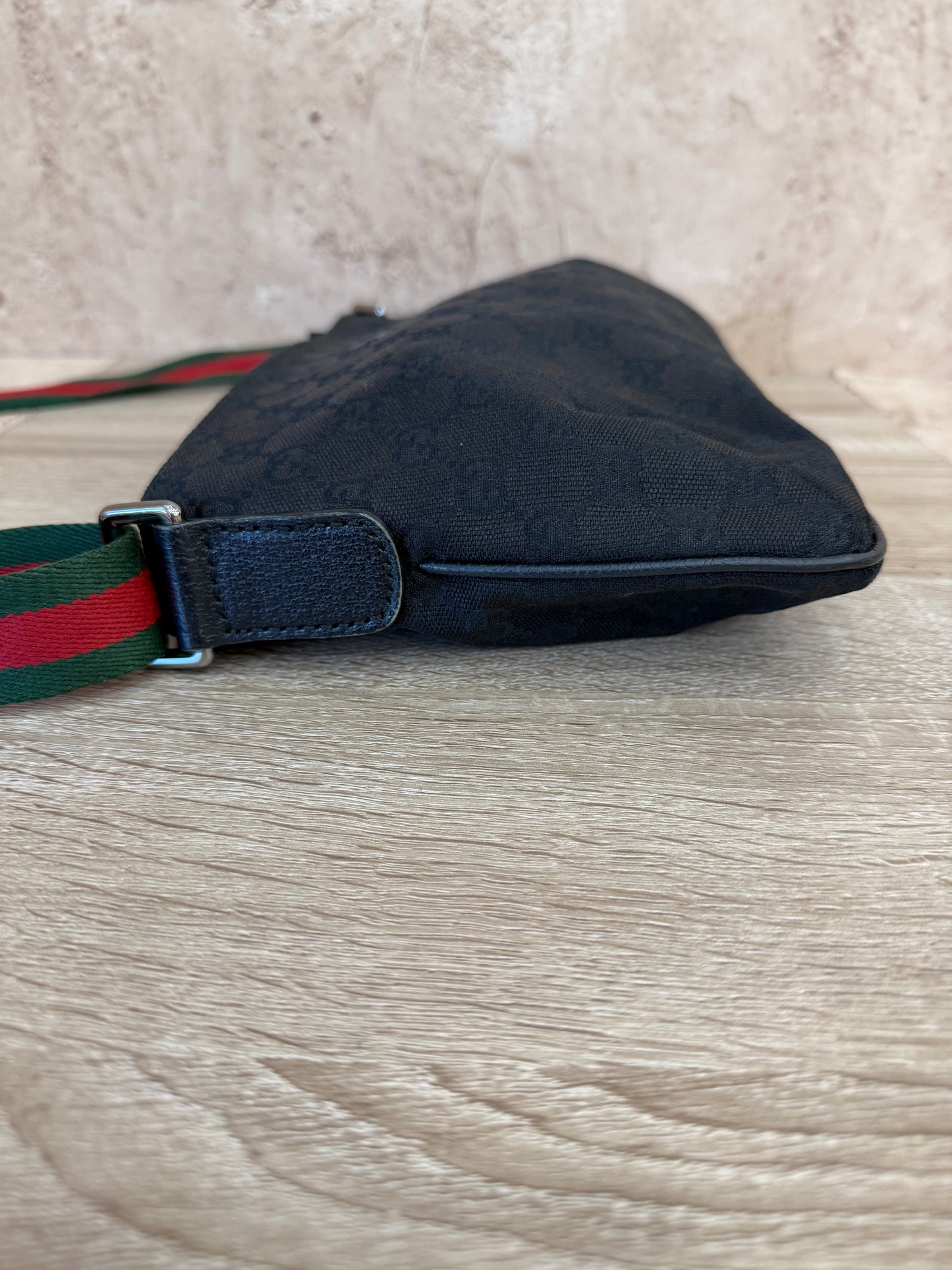 Gucci Black Sherry Line GG Canvas & Leather Crossbody