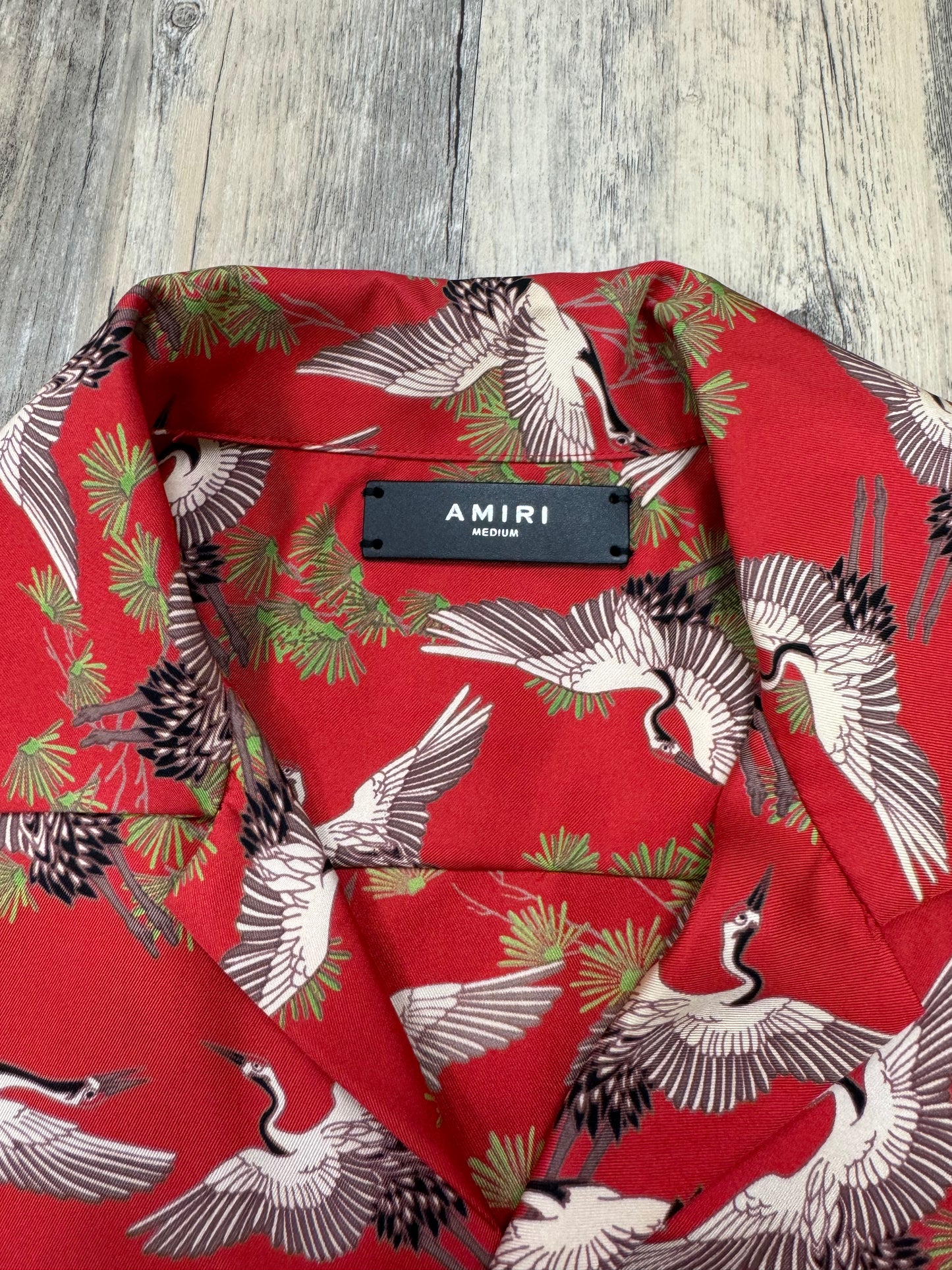 Amiri Red Silk Button Up Shirt