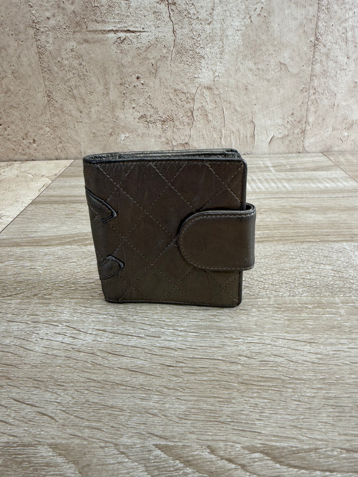 Chanel Bronze Quilted Lambskin Cambon Compact Wallet