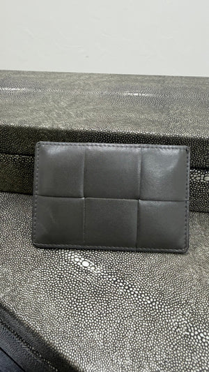 Bottega Veneta Grey Leather Cassette Card Holder