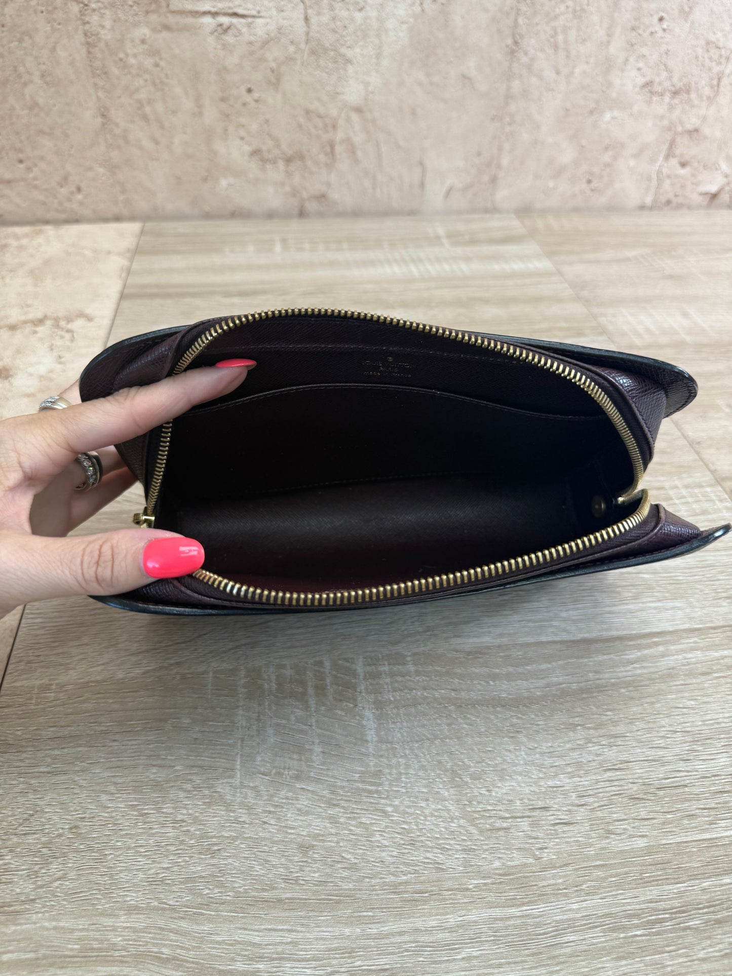 Louis Vuitton Burgundy Taiga Leather Baikal Clutch Bag