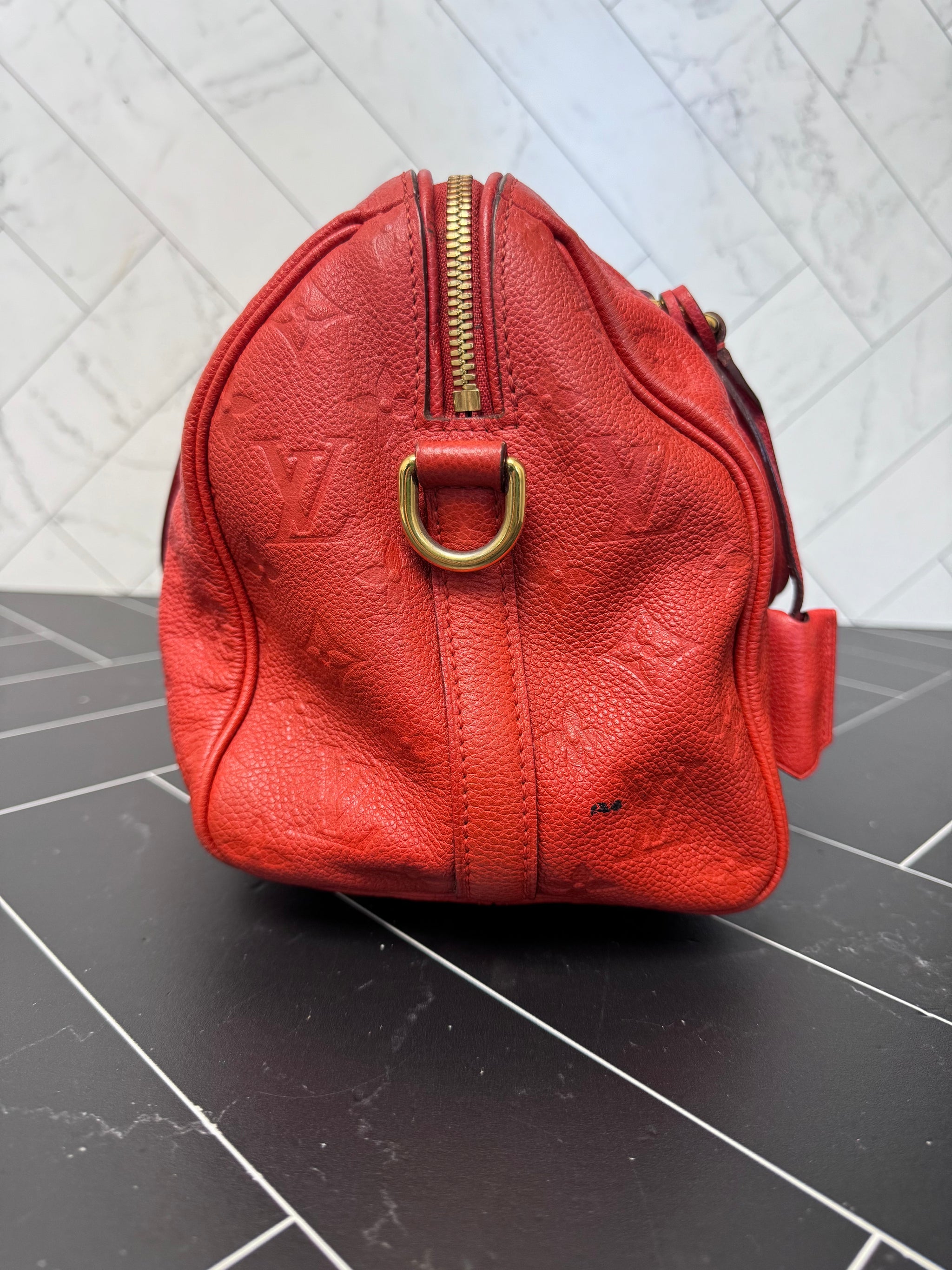 Louis Vuitton Red Empreinte Speedy 25 Bandouliere no strap