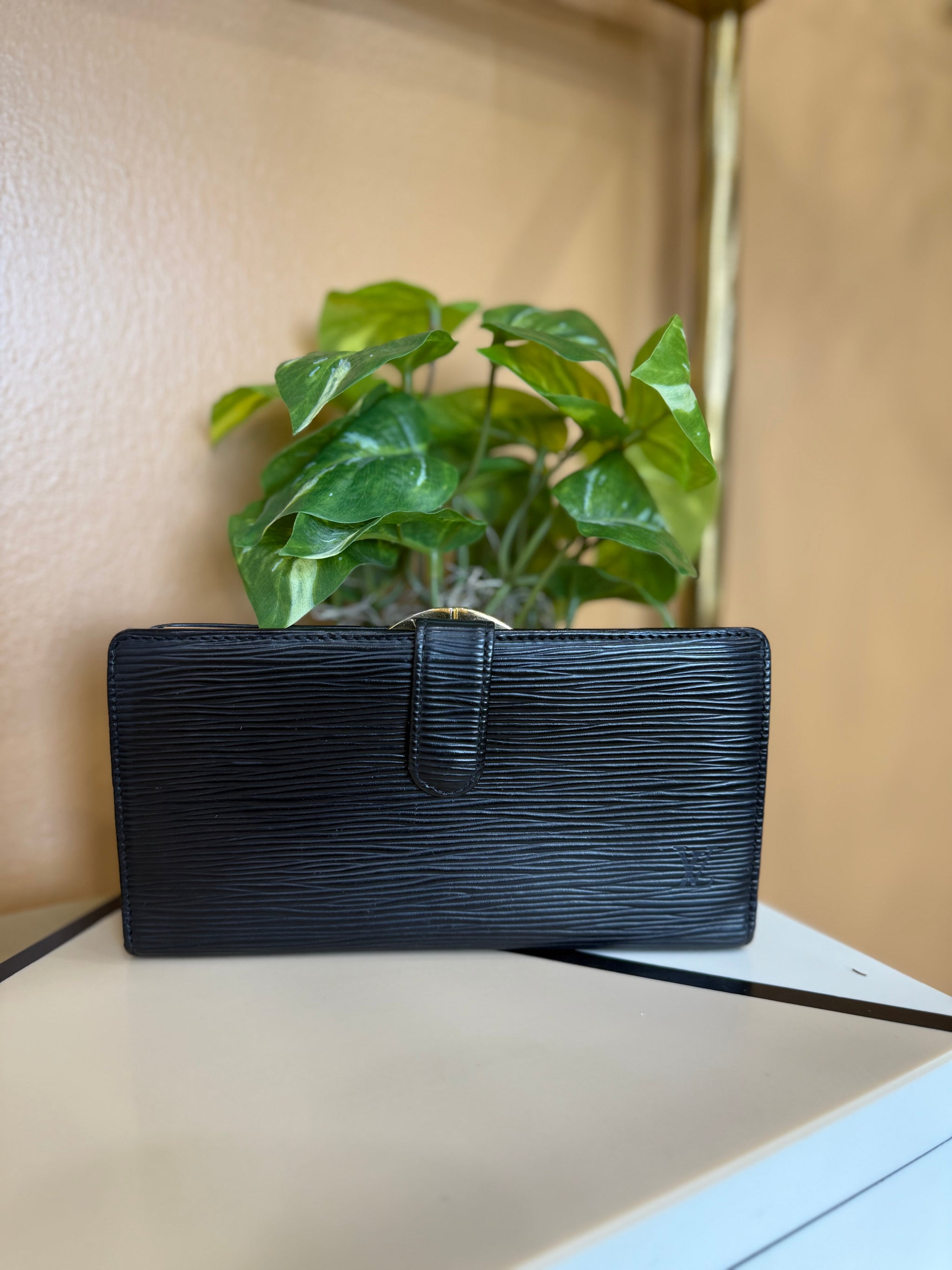 Louis Vuitton Black Epi Long French Wallet