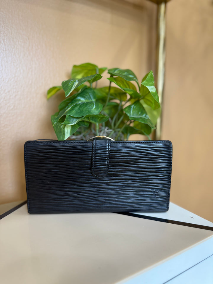 Louis Vuitton Black Epi Long French Wallet