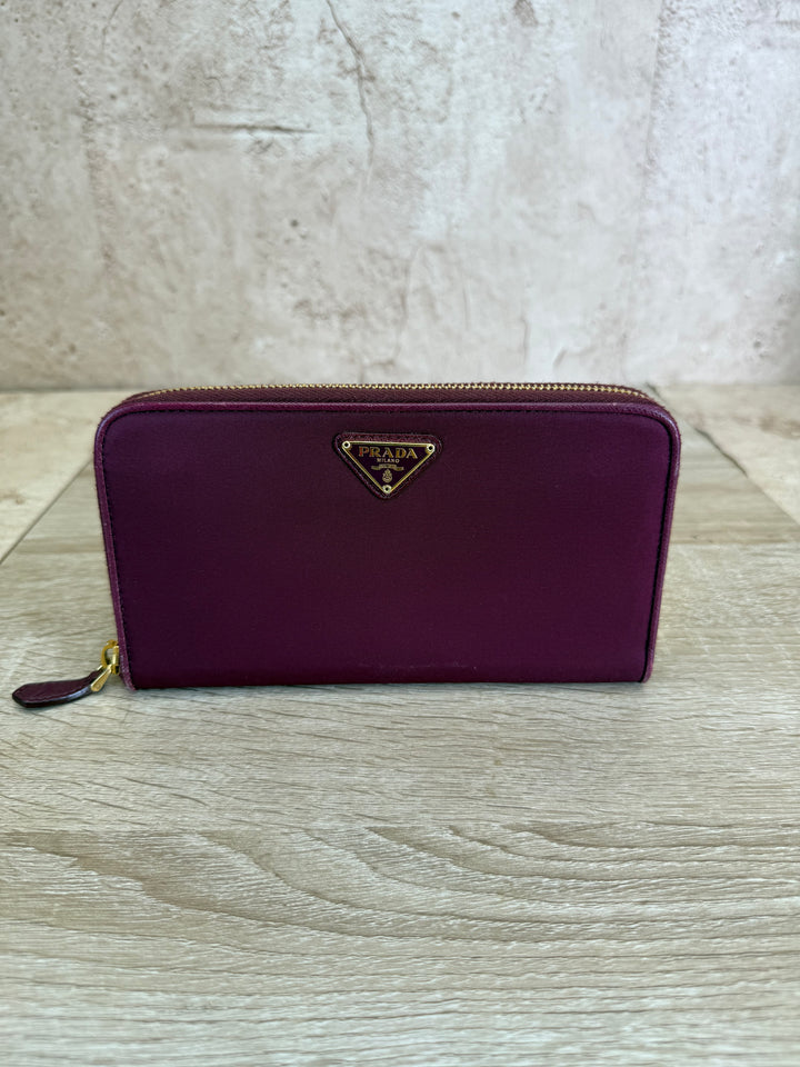 Prada Plum Nylon Zippy Wallet