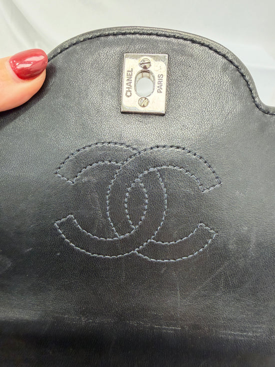 Chanel White & Black Patent Leather Chocolate Bar Square Bag