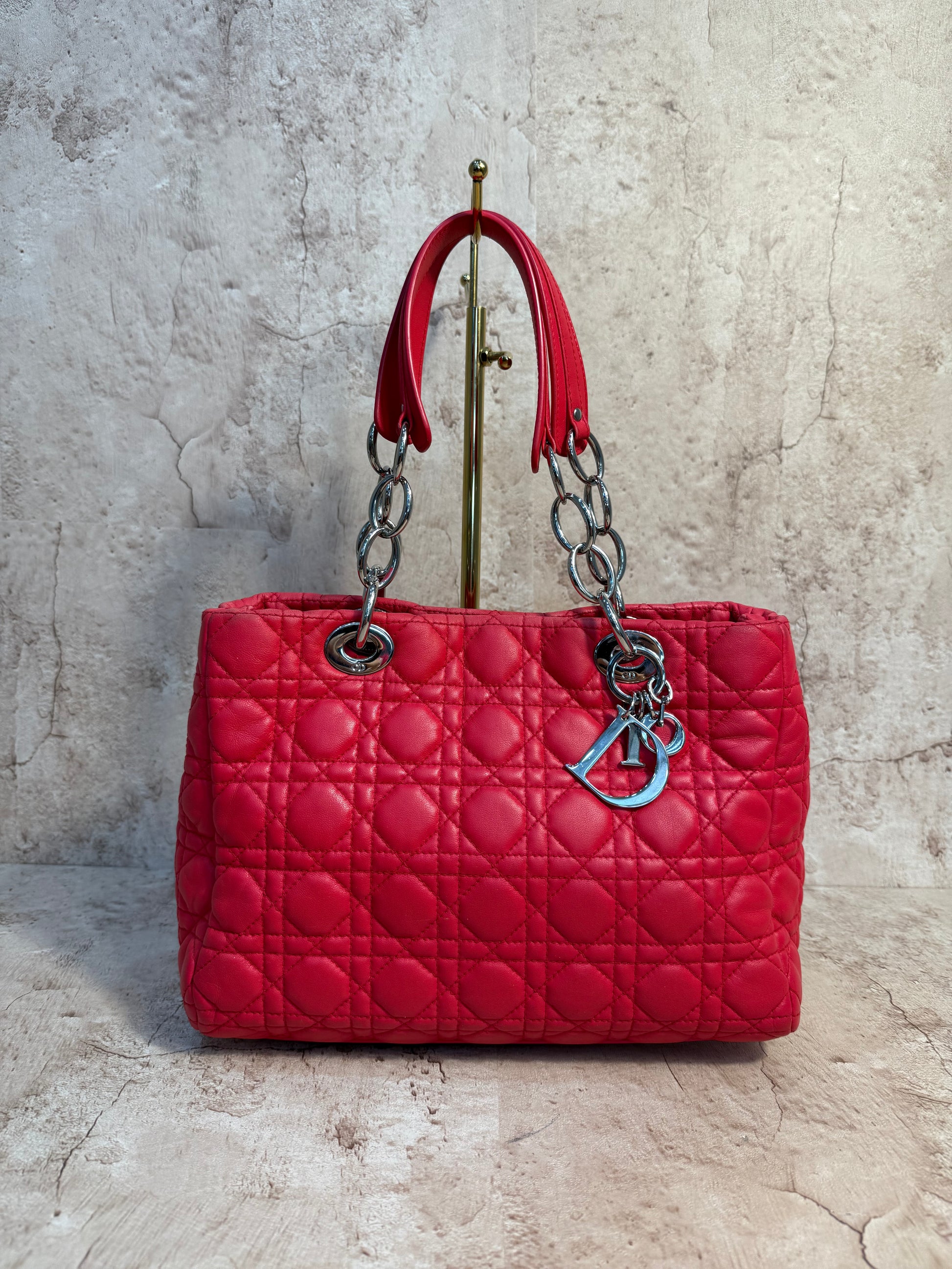 Christian Dior Cannage Pink Lambskin Soft Tote