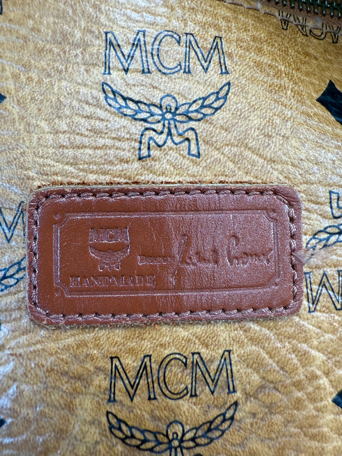 MCM Cognac Leather Visetos Shopper Tote