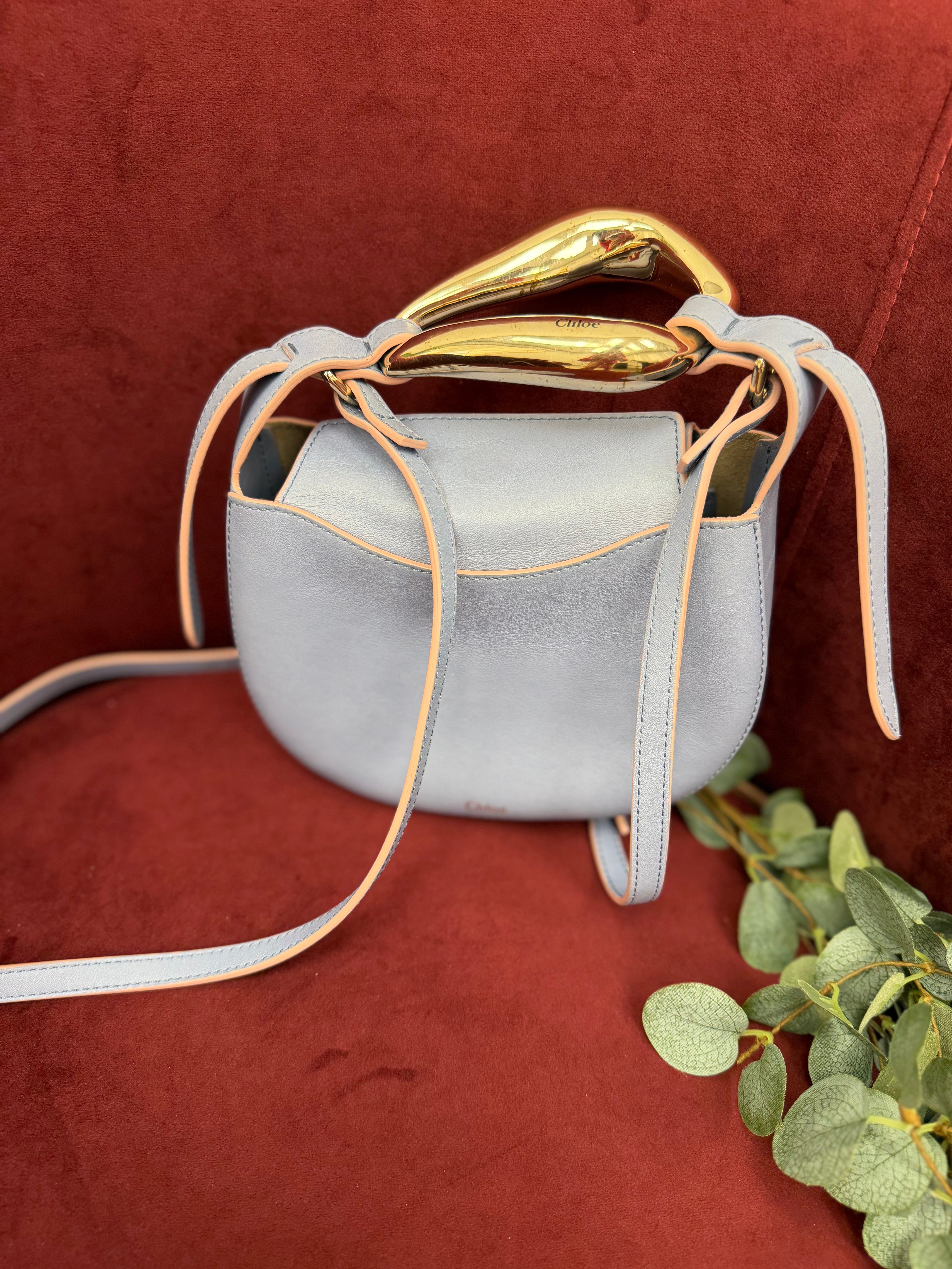 Chloe Blue Leather Small Kiss Bag.