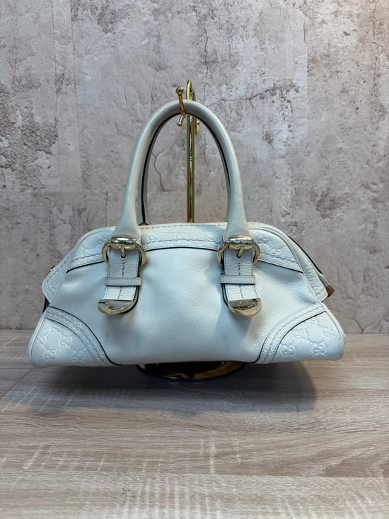 Gucci Cream Leather Horsebit Shoulder Bag