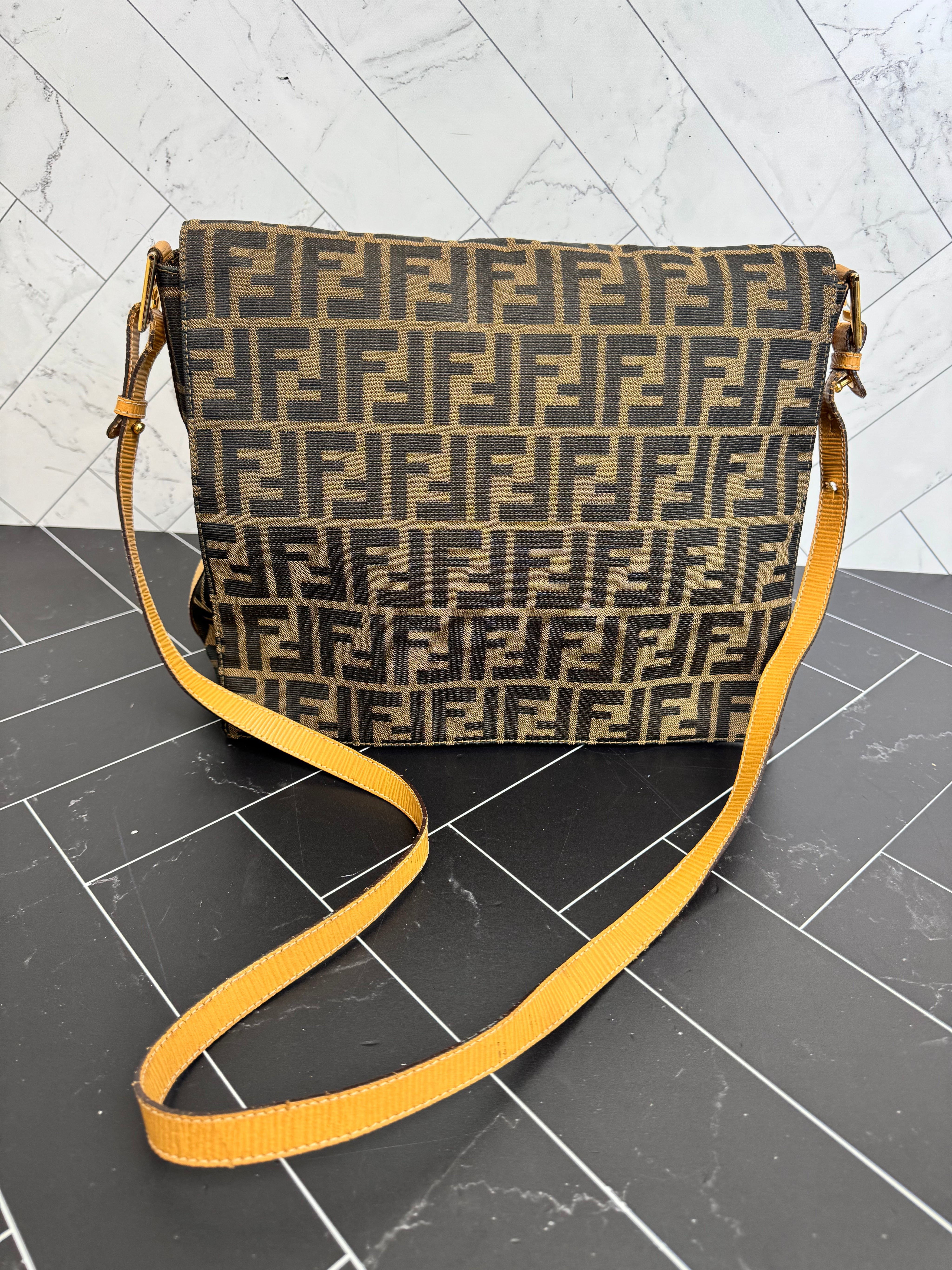 Fendi Zucca Canvas Messenger Bag