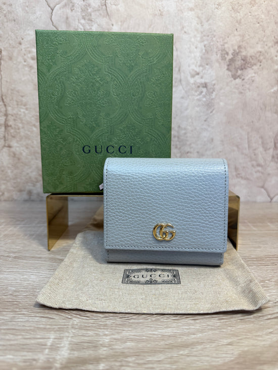 LIKE NEW- Gucci Grey Leather Marmont Compact Wallet