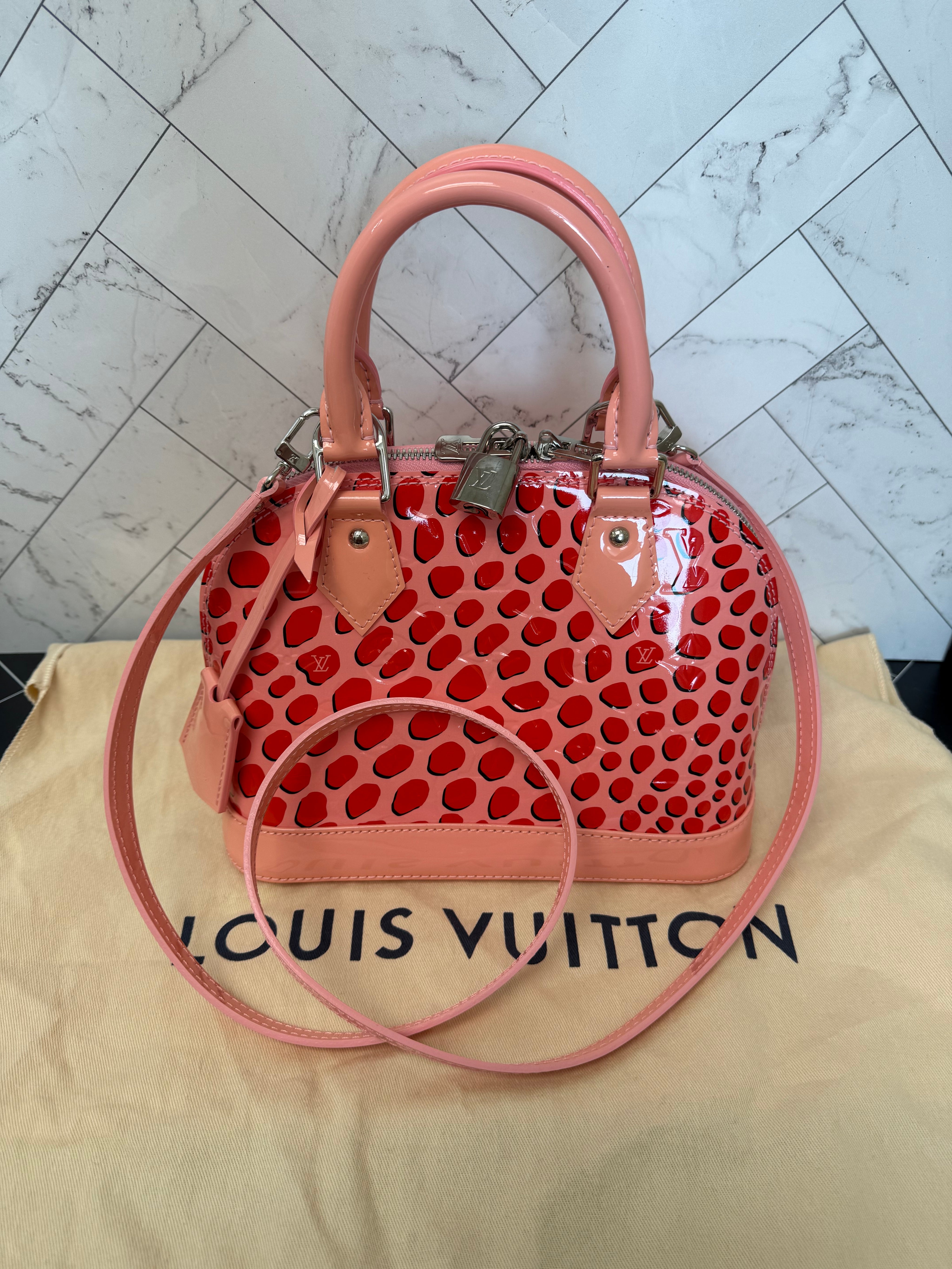 BRAND NEW- Louis Vuitton Pink Vernis Jungle Dots Alma BB